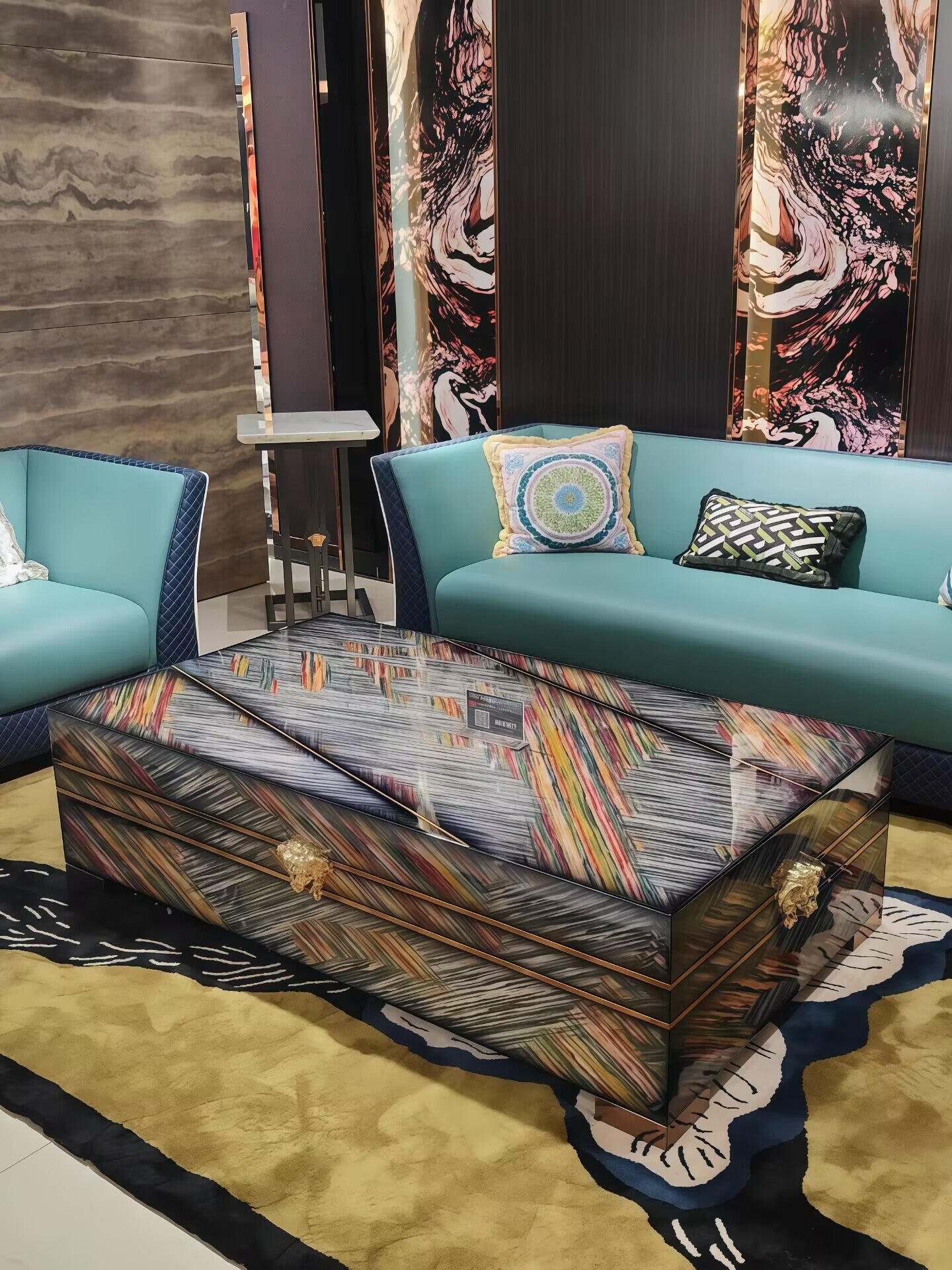 Living Room Unique Creativity Solid Wood Hand-Painted Coffee Table