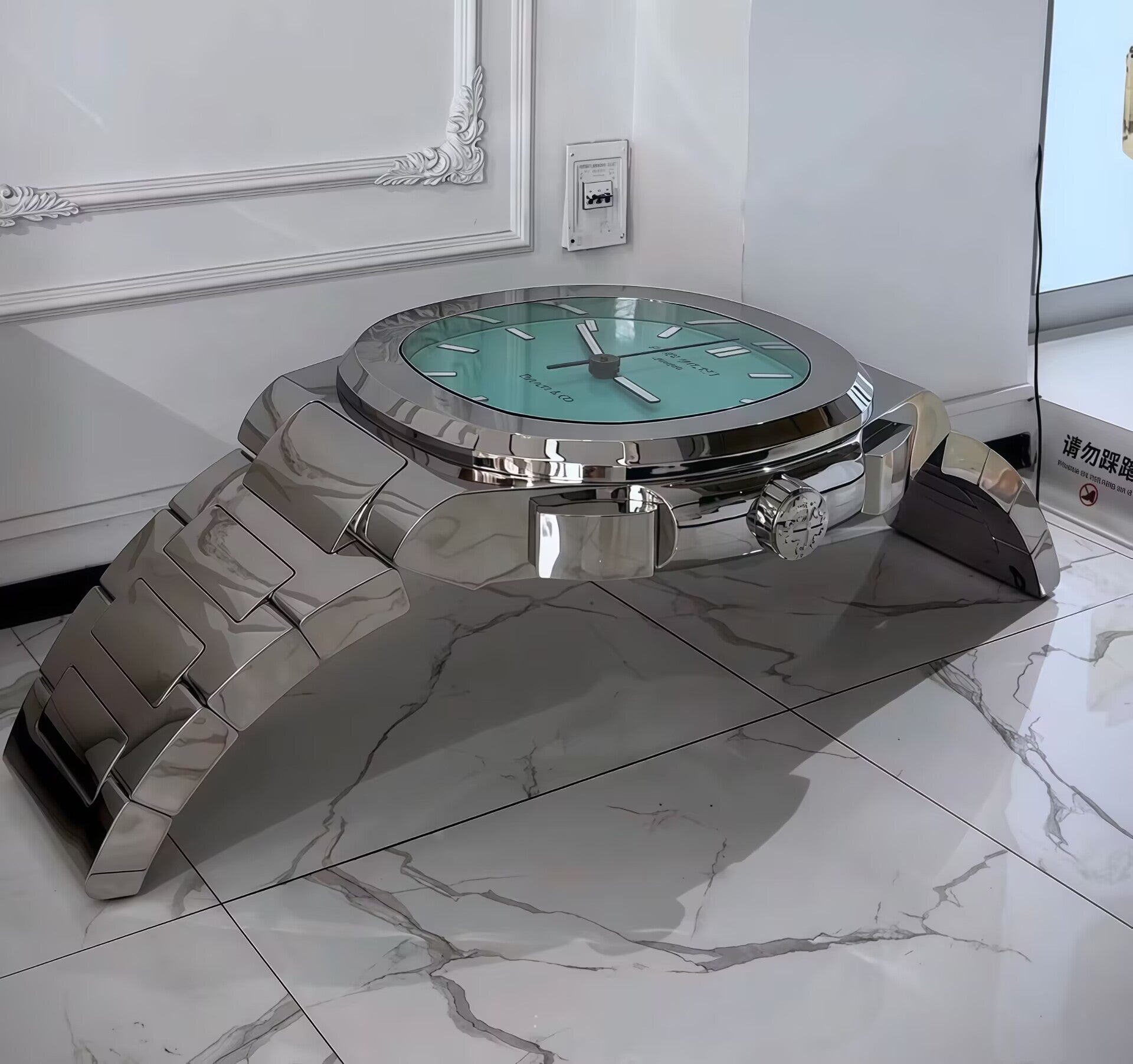 Villa Living Room Creativity Stainless Steel Nautilus Watch Coffee Table
