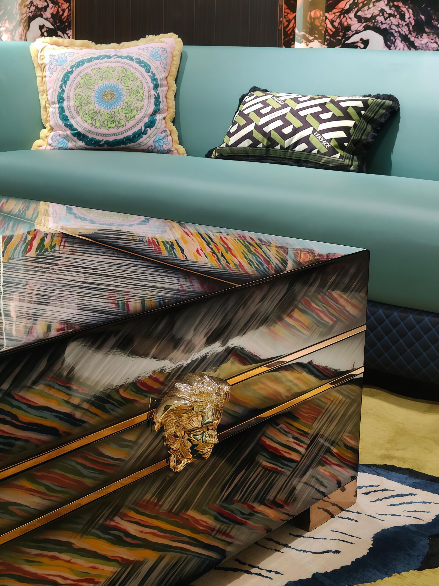 Living Room Unique Creativity Solid Wood Hand-Painted Coffee Table