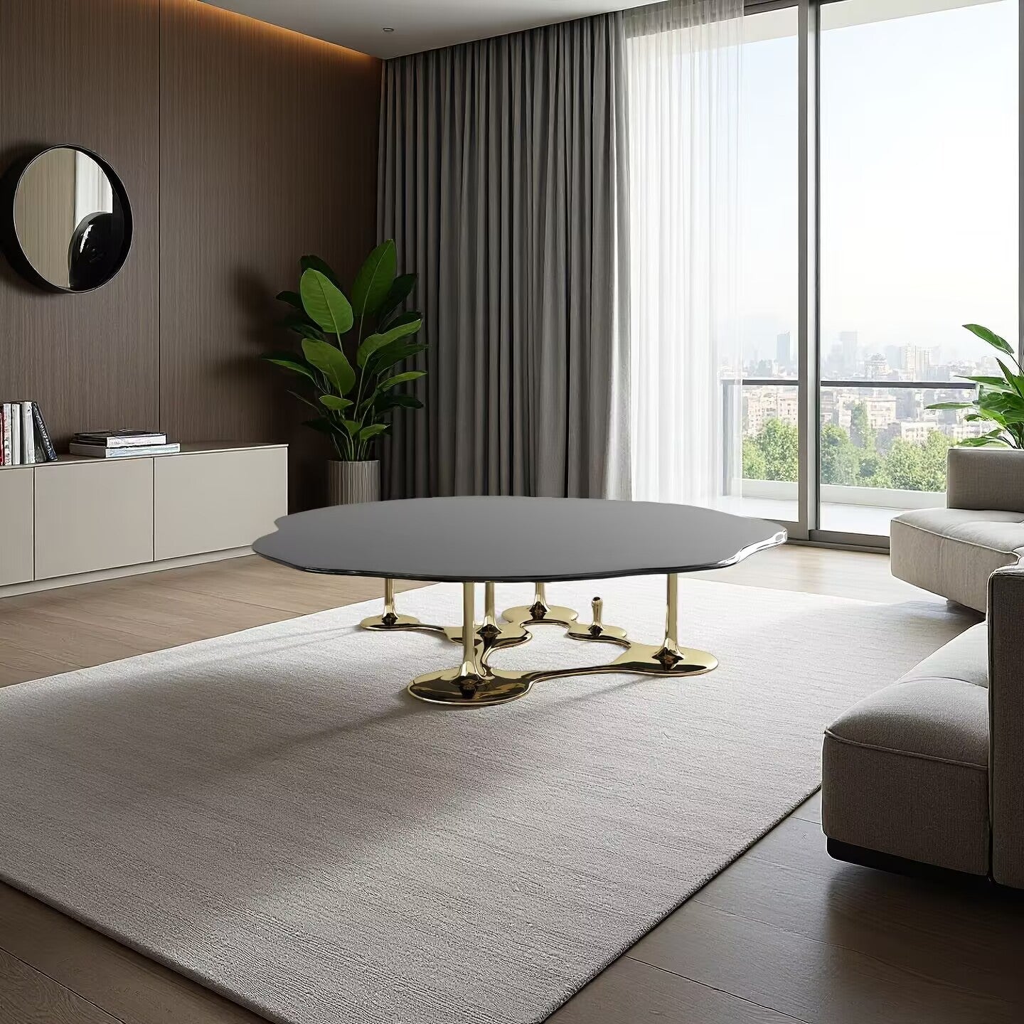 Luxurious Creativity Minimalist Stainless Steel Glass Coffee Table