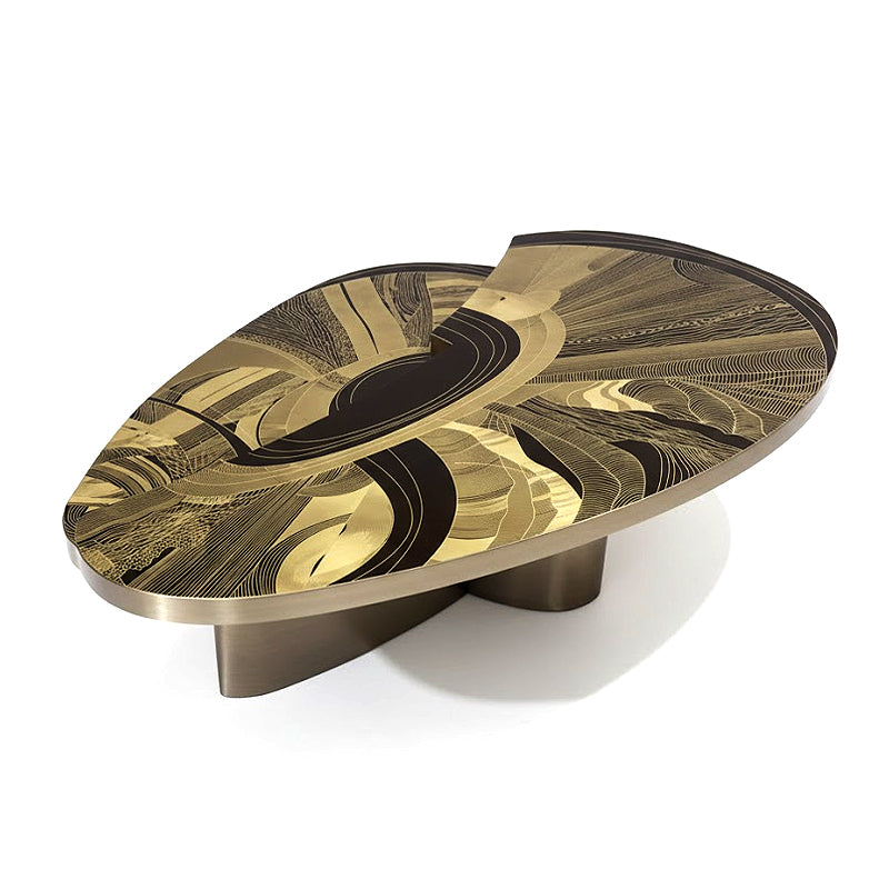 Italian Creativity Stainless Steel Etching Artistic Irregular Coffee Table