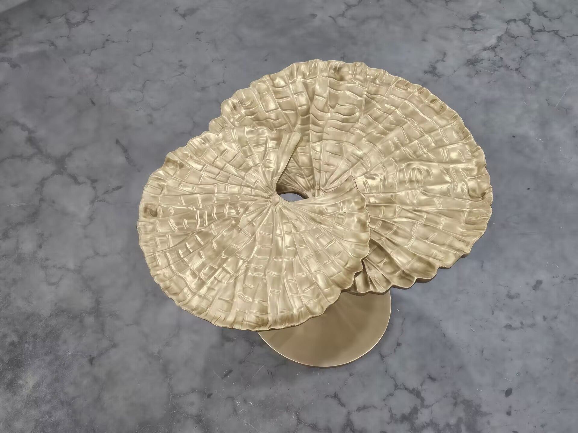 Living Room Art Unique Irregular Lotus Leaf Pure Copper Coffee Table