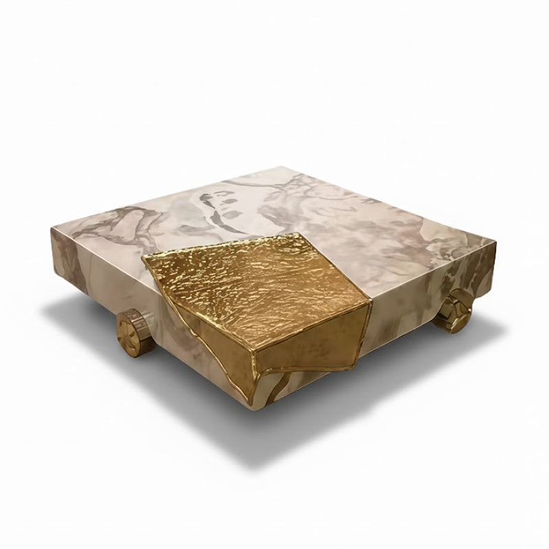 Modern Minimalist Artistic Brass High End Marble Coffee Table