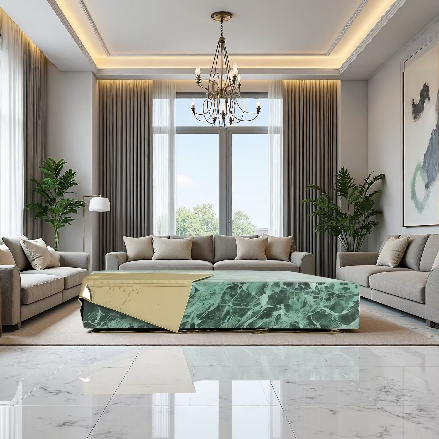 High End Luxury Marble Brass Creativity Customization Coffee Table