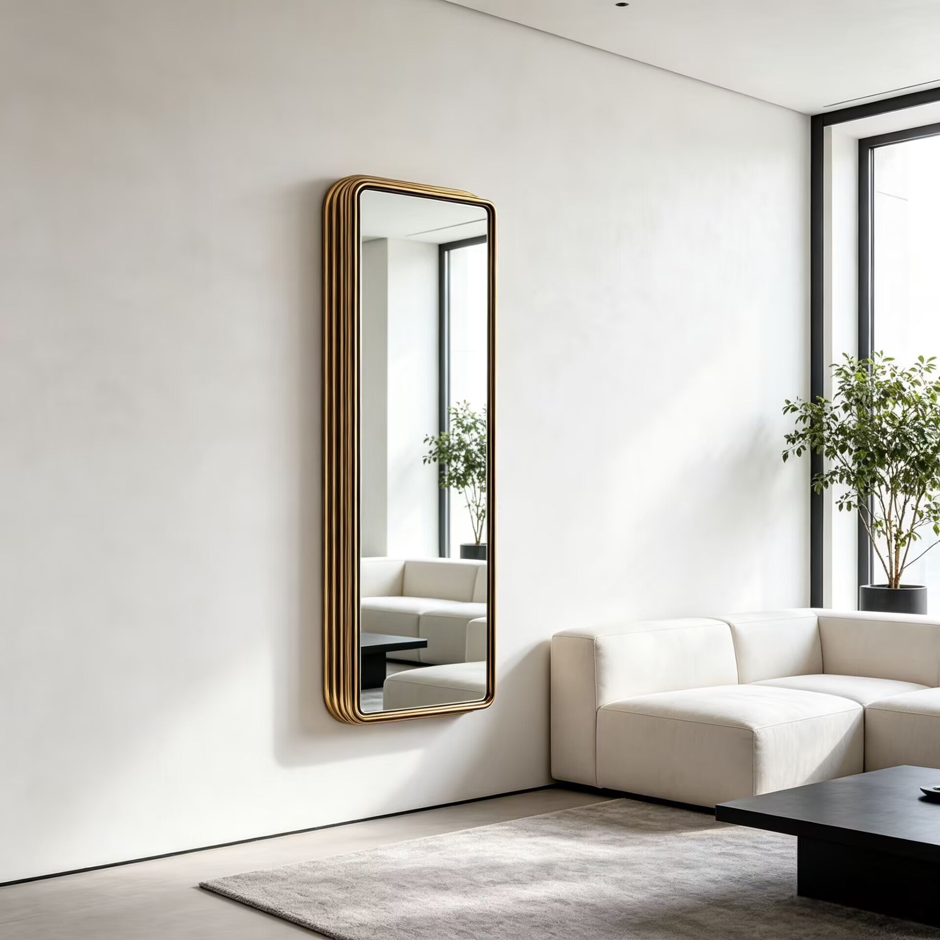 Colosseum Unique Art Metal Rectangle Mirrored Display Cabinet