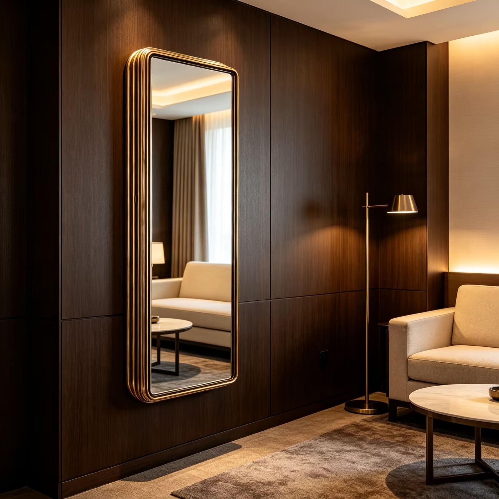 Colosseum Unique Art Metal Rectangle Mirrored Display Cabinet
