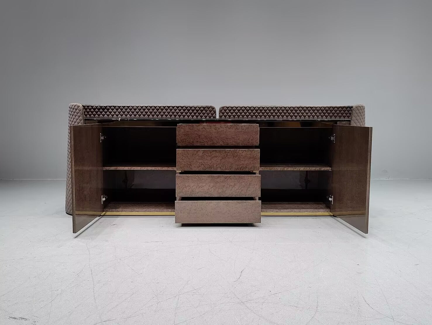 Contarini Italian Luxurious Minimalism Solid Wood Marble Sideboard