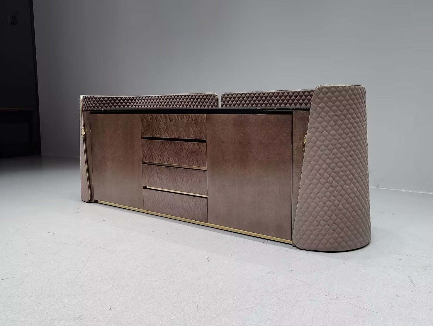 Contarini Italian Luxurious Minimalism Solid Wood Marble Sideboard