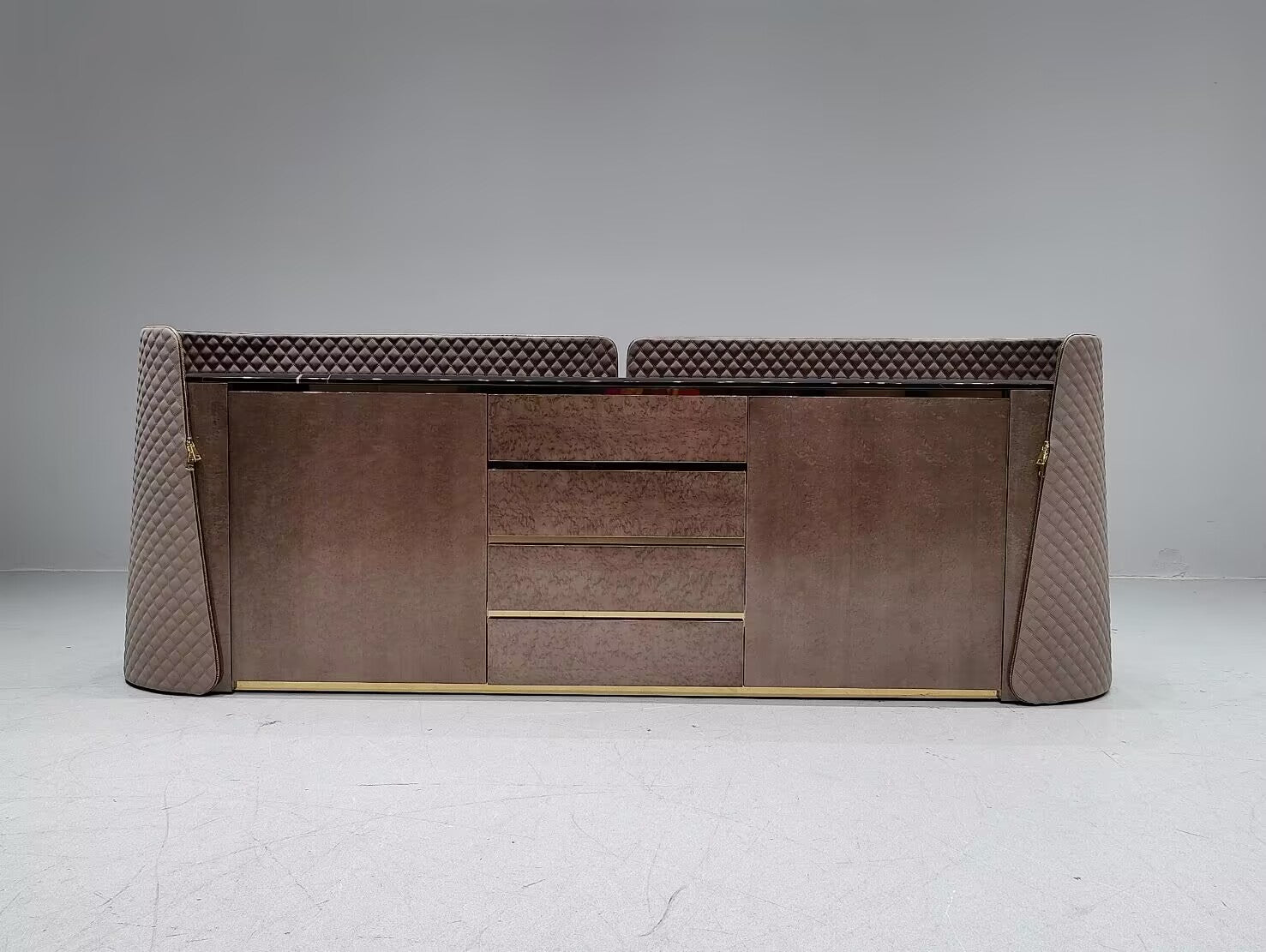Contarini Italian Luxurious Minimalism Solid Wood Marble Sideboard