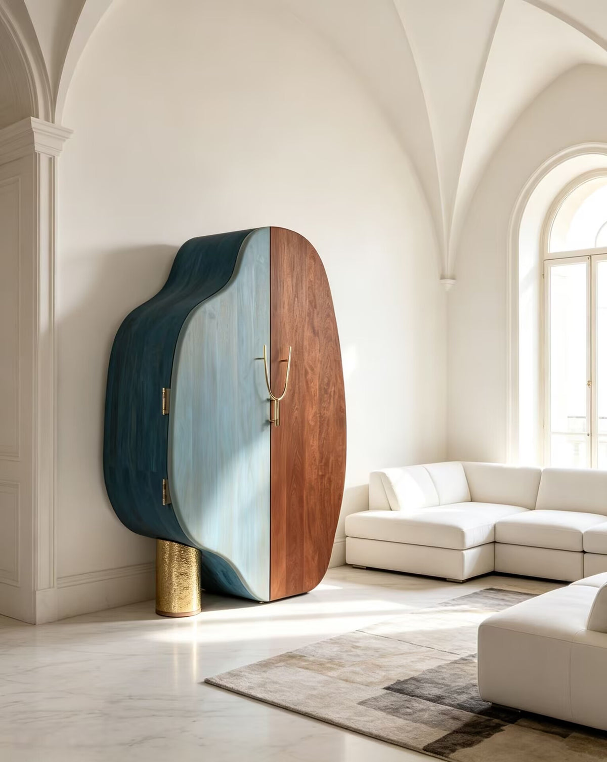 Cosmico Modern Artistic Minimalist Solid Wood Color Blocking Cabinet