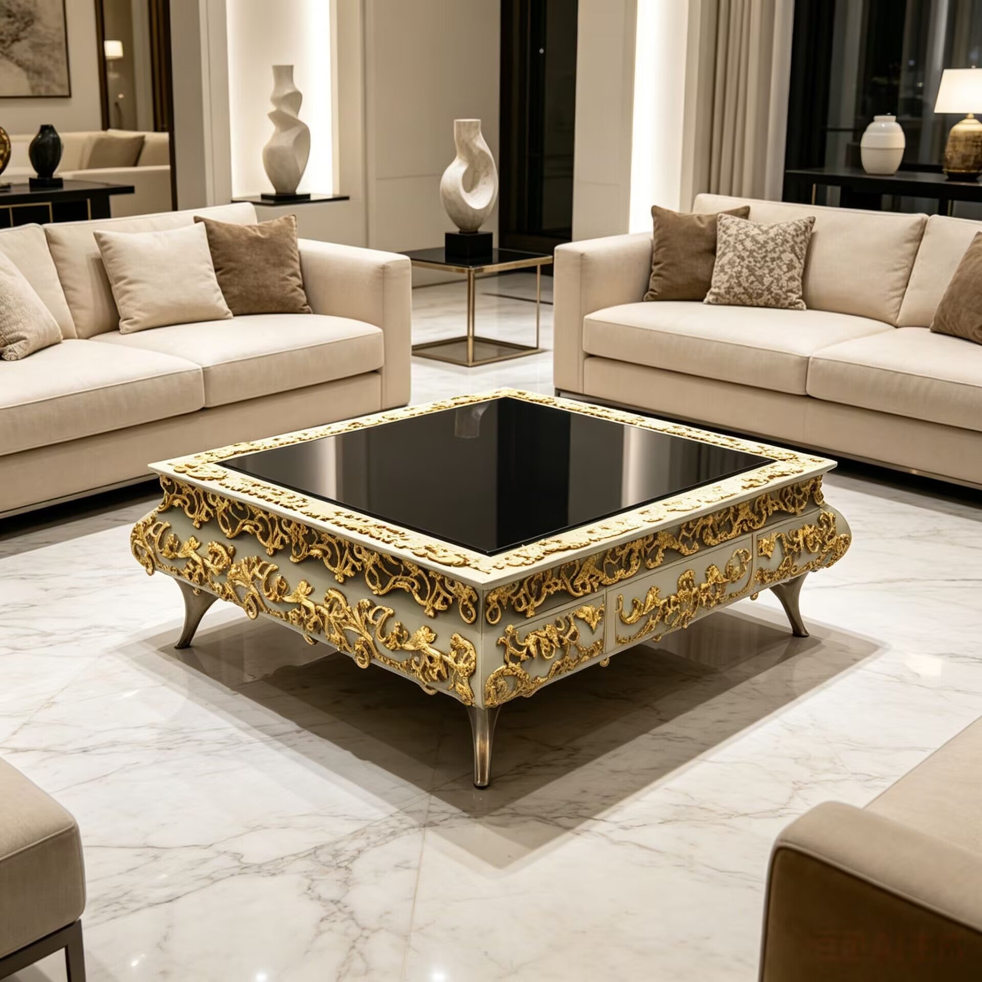 Crochet Modern Designer Creativity Metal Solid Wood Coffee Table