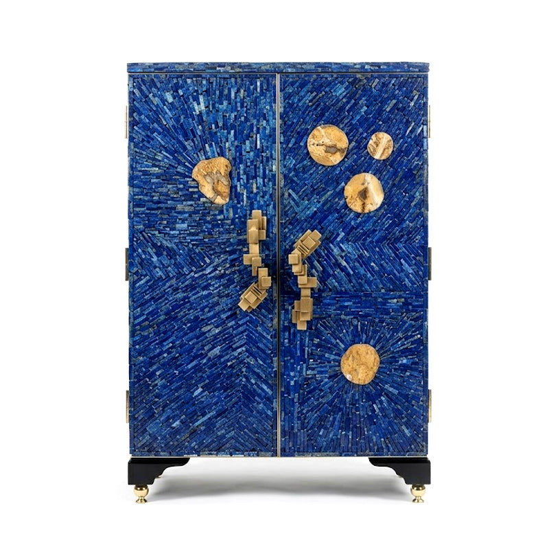Curosity Modern Artistic Handmade Lapis Lazuli Wine Cabinet