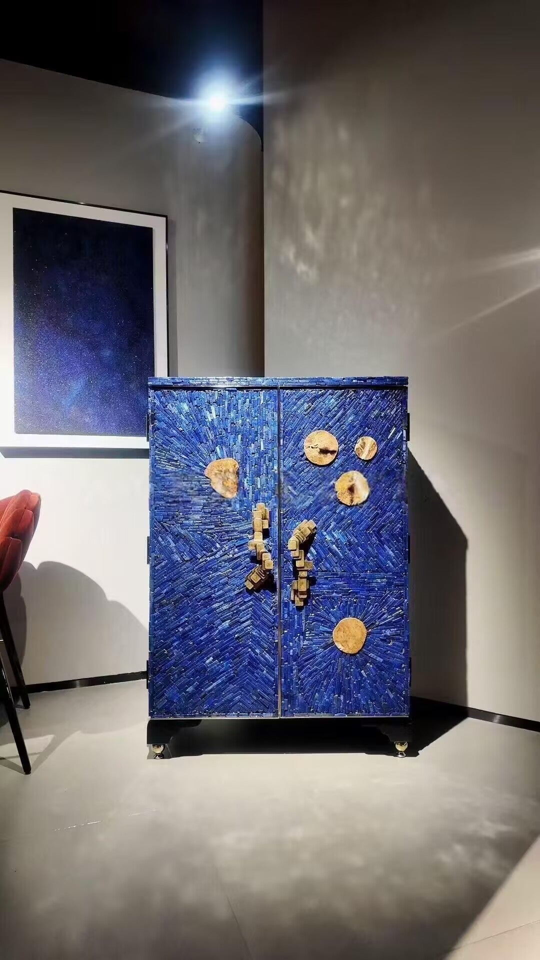 Curosity Modern Artistic Handmade Lapis Lazuli Wine Cabinet
