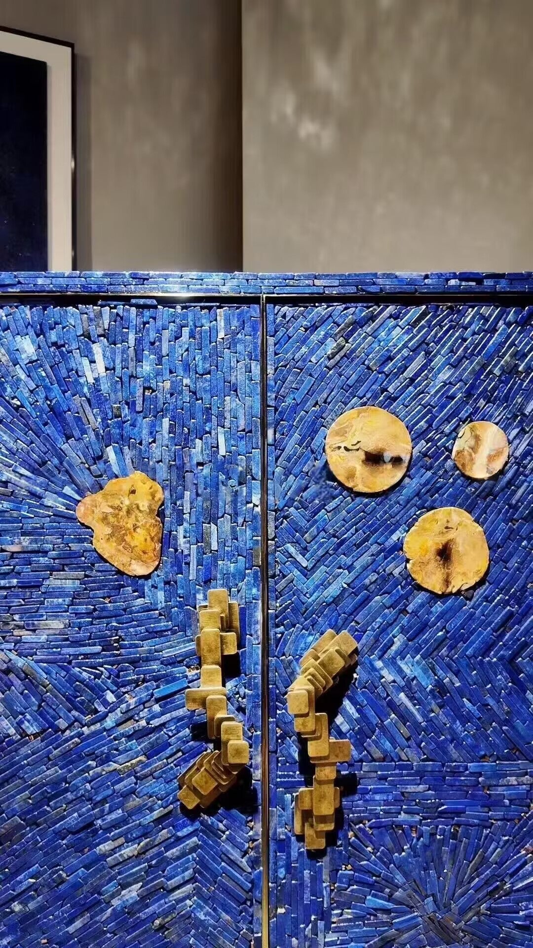 Curosity Modern Artistic Handmade Lapis Lazuli Wine Cabinet
