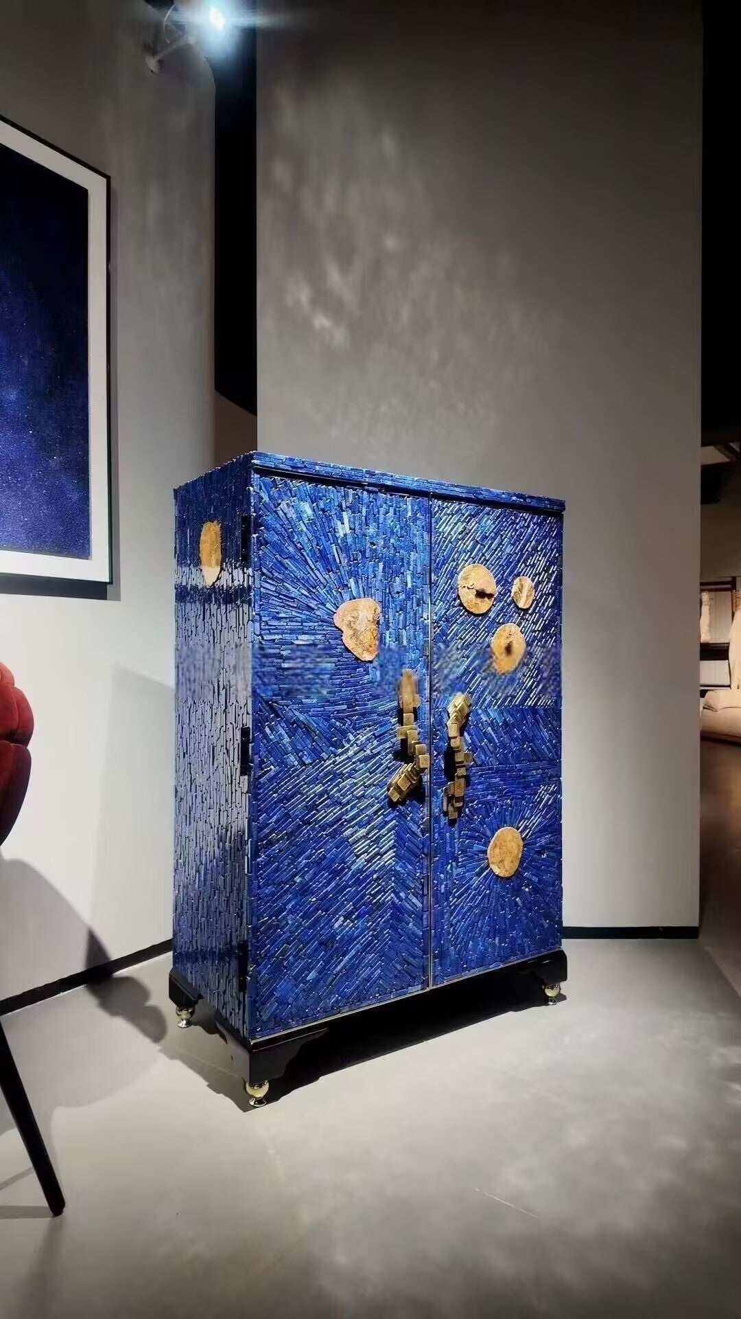Curosity Modern Artistic Handmade Lapis Lazuli Wine Cabinet