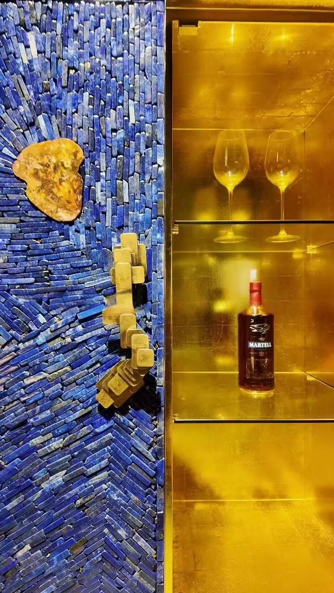 Curosity Modern Artistic Handmade Lapis Lazuli Wine Cabinet