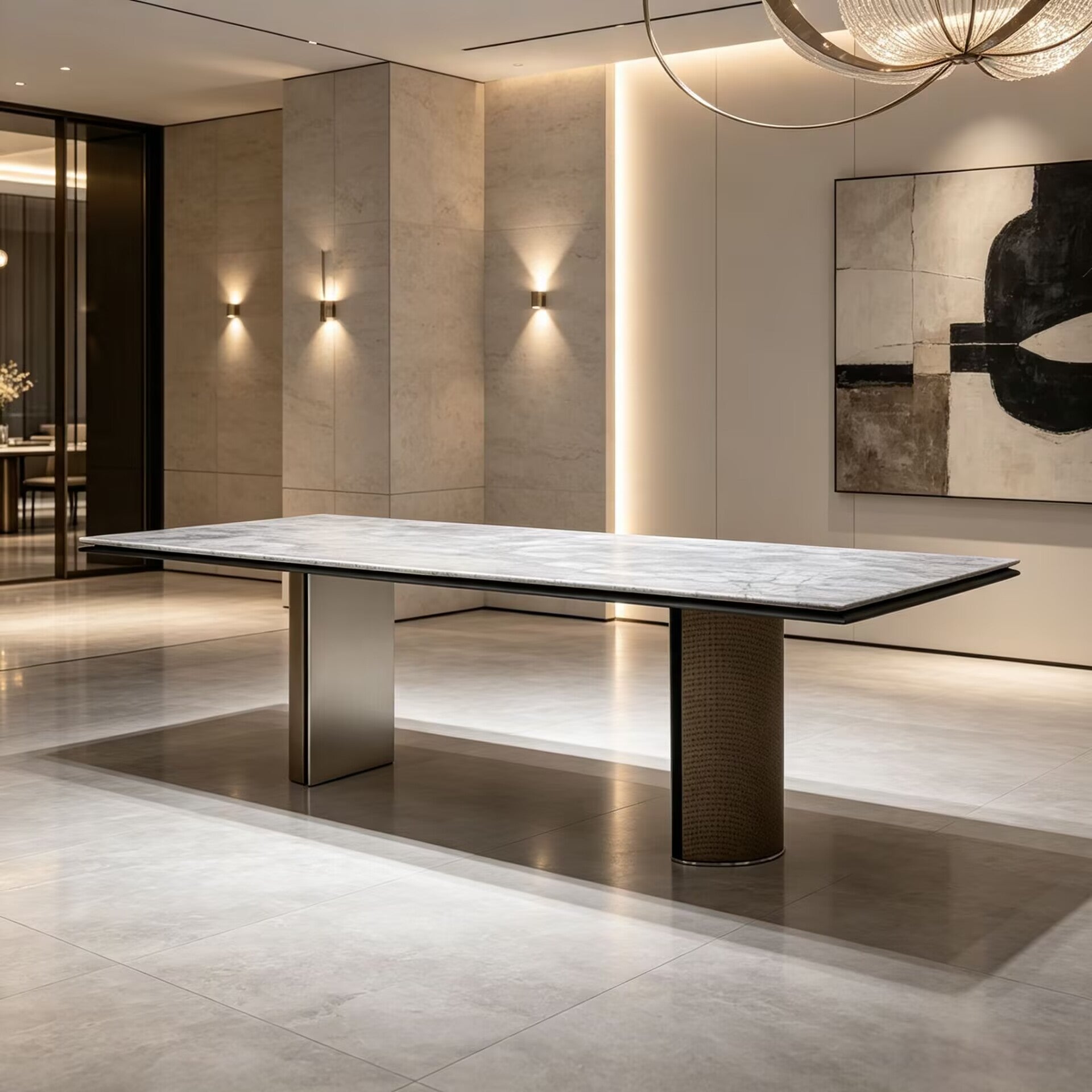 Curtis Italian Luxurious High-End Marble Rectangle Dining Table