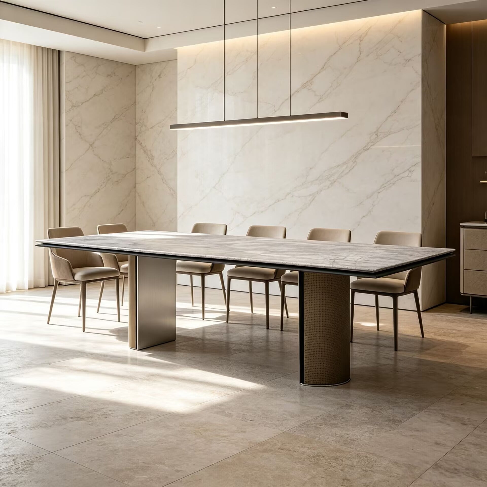 Curtis Italian Luxurious High-End Marble Rectangle Dining Table