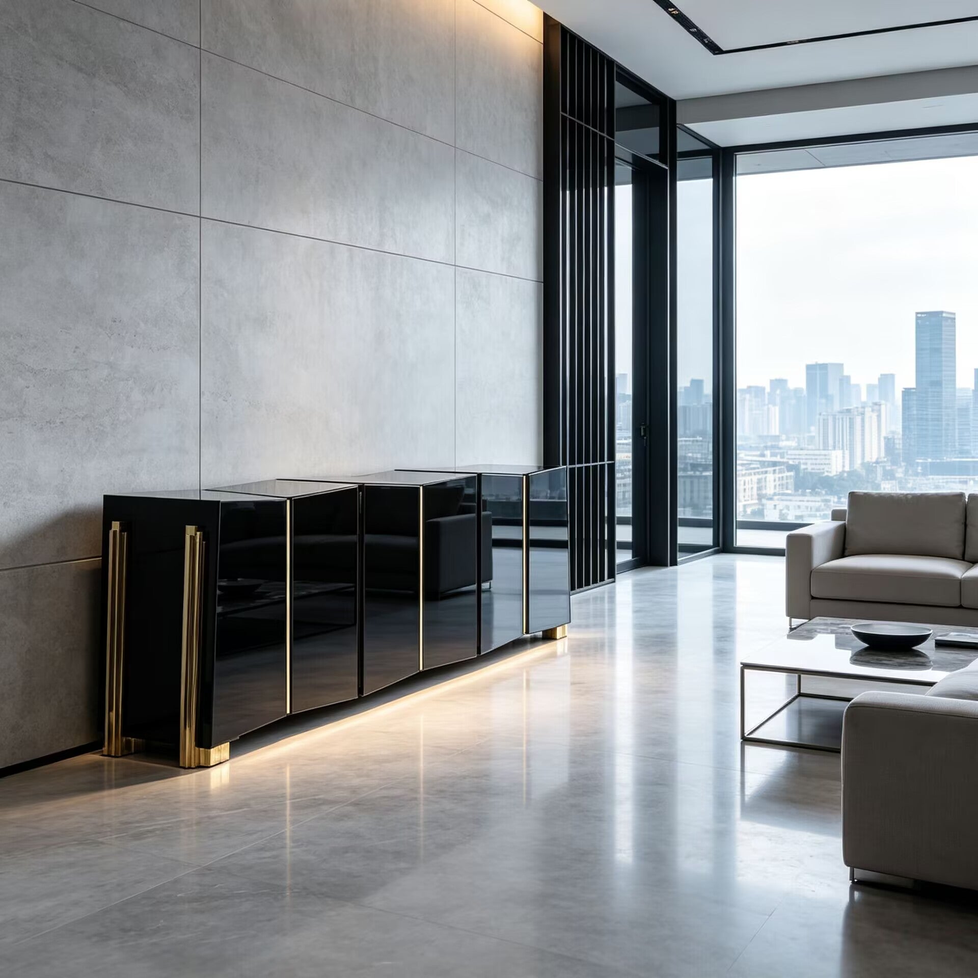Darian Luxurious Artistic Metal Irregular Minimalist Solid Wood Sideboard
