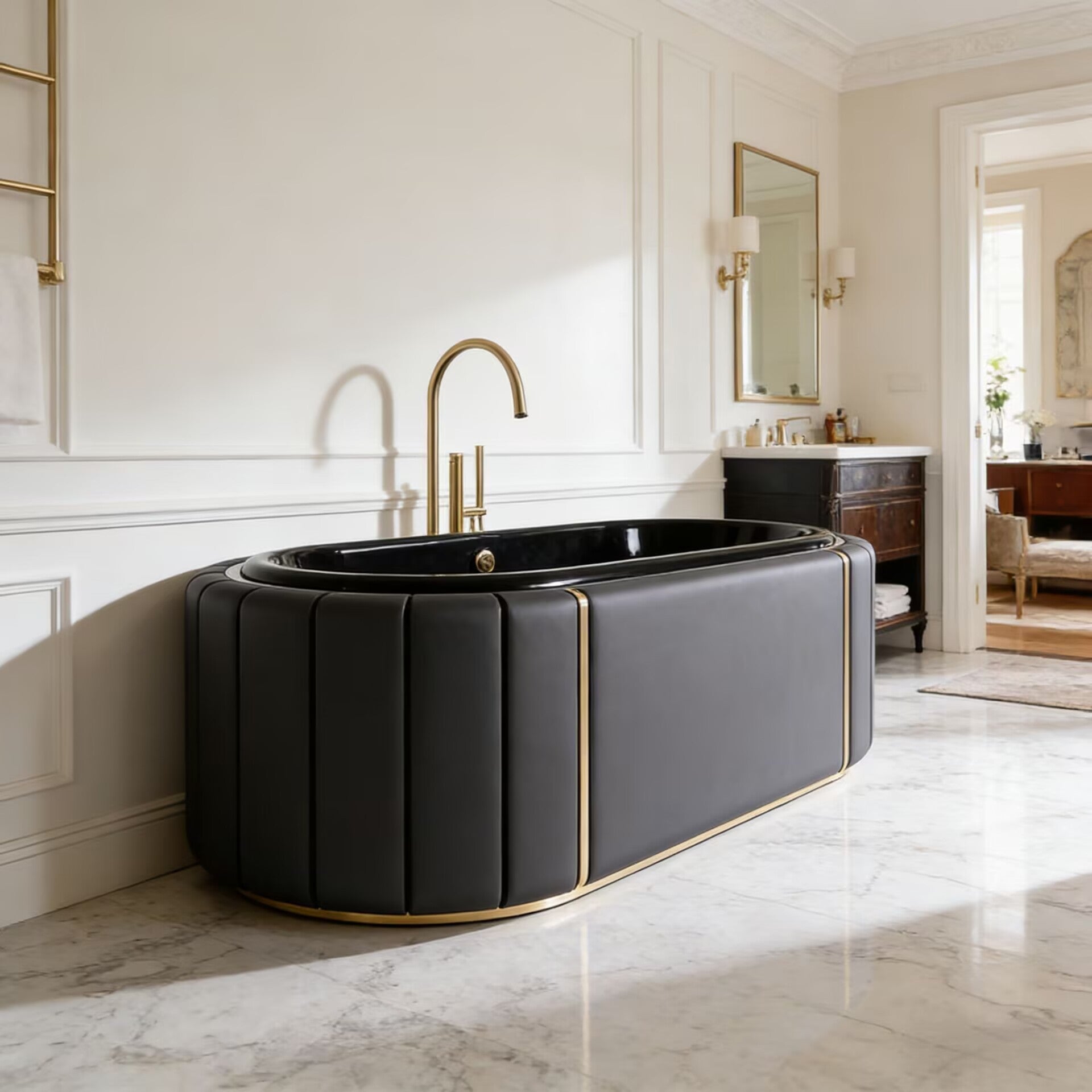 Darian Bathroom Upscale Stainless Steel Freestanding Ceramics Bathtub