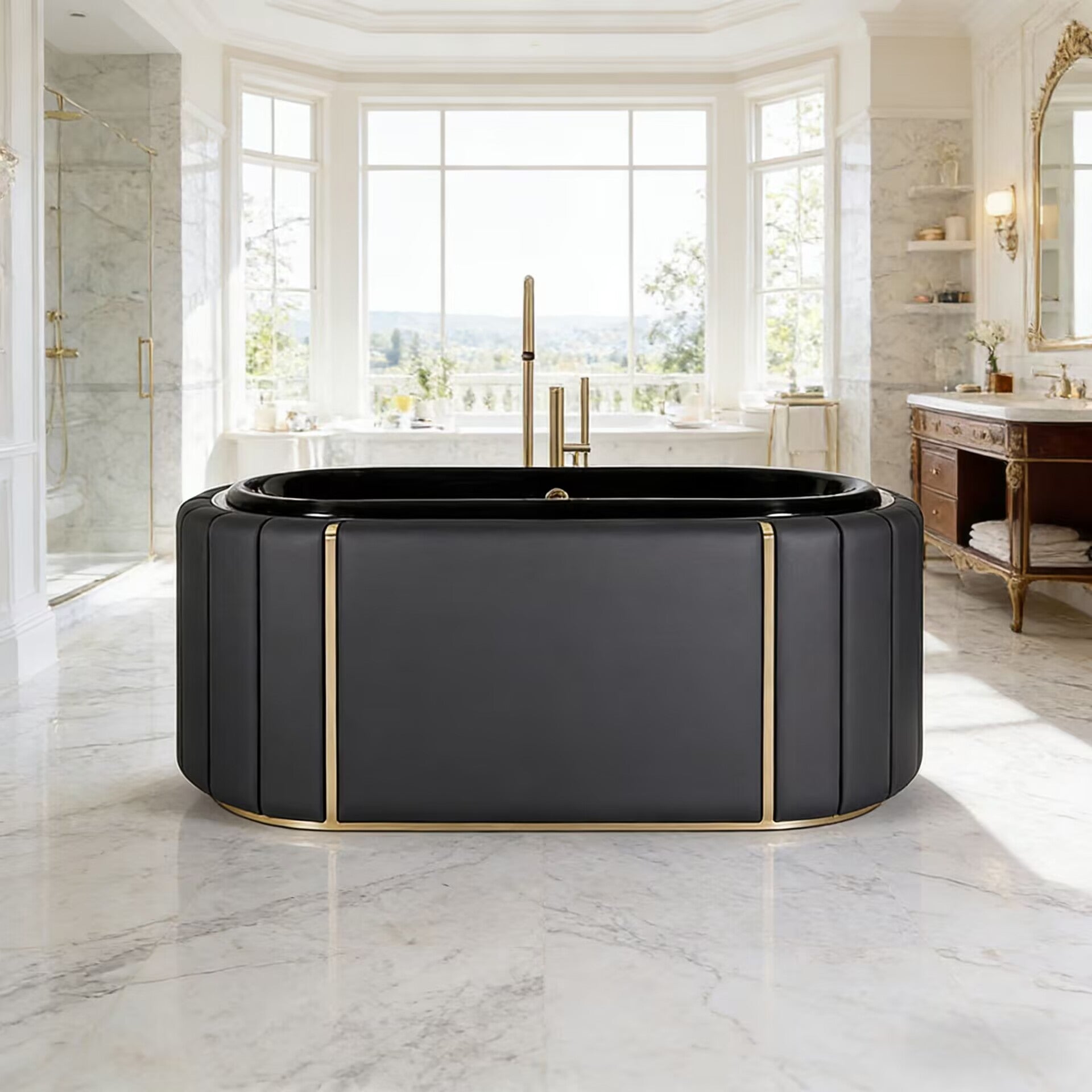 Darian Bathroom Upscale Stainless Steel Freestanding Ceramics Bathtub