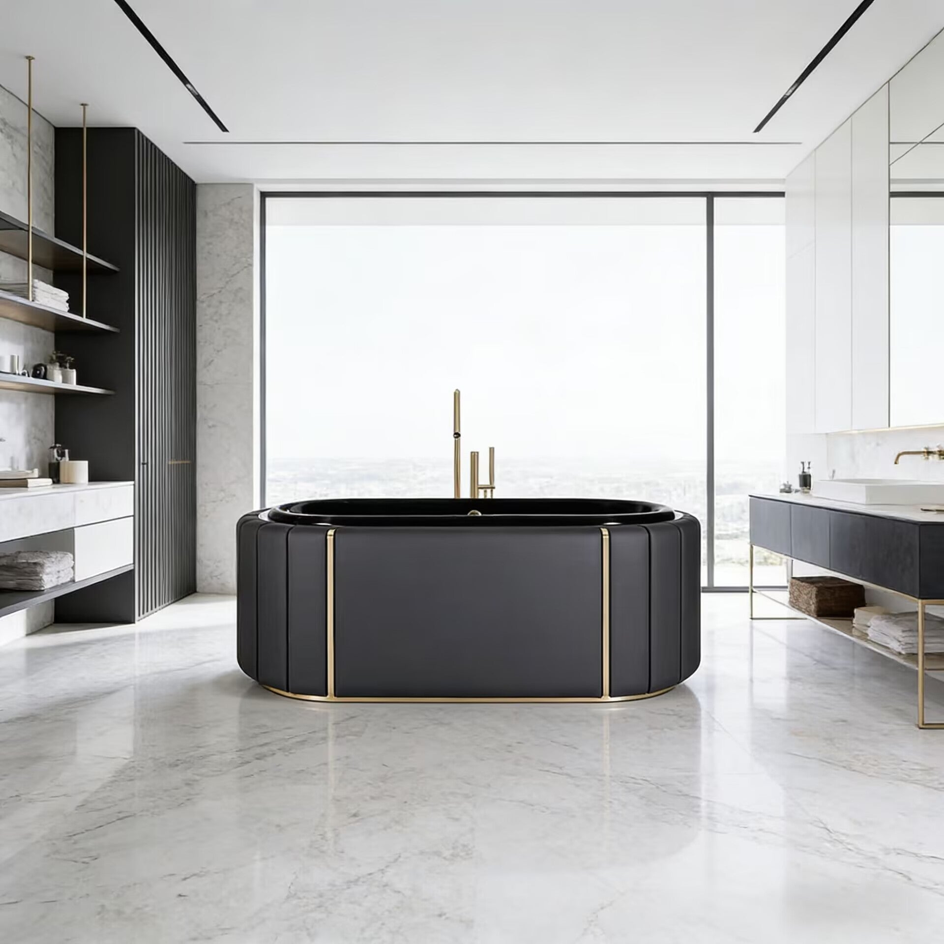 Darian Bathroom Upscale Stainless Steel Freestanding Ceramics Bathtub