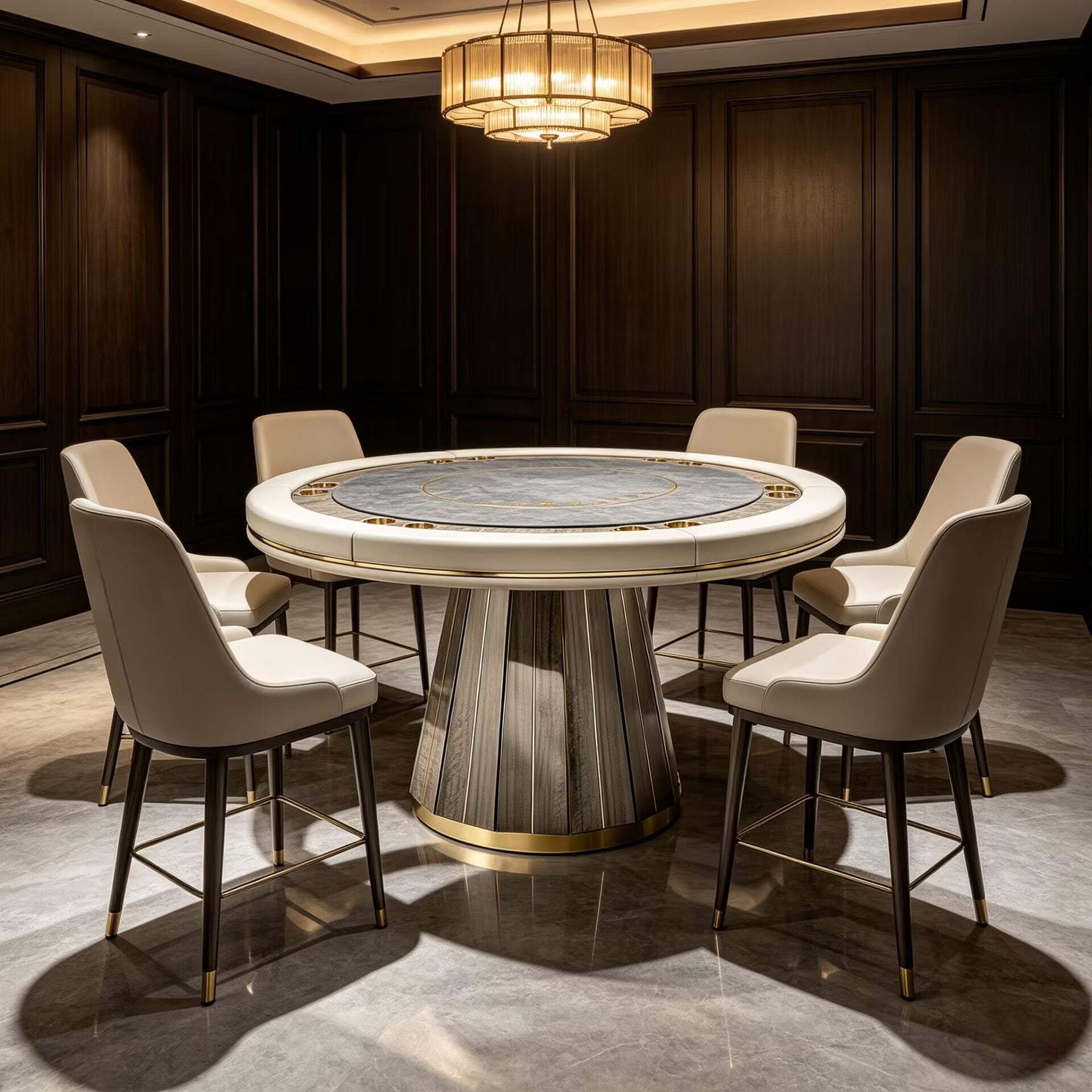 Darian Ii Upscale Metal Minimalist Solid Wood Round Poker Table