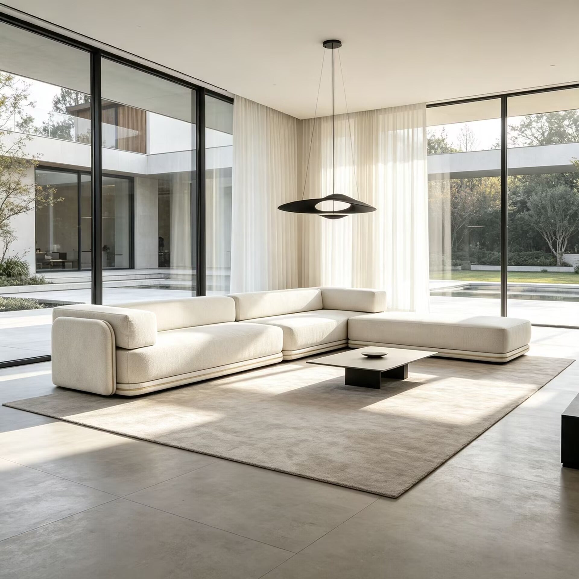 Denis Luxurious Designer Solid Wood Minimalist Fabric Sectional Sofa