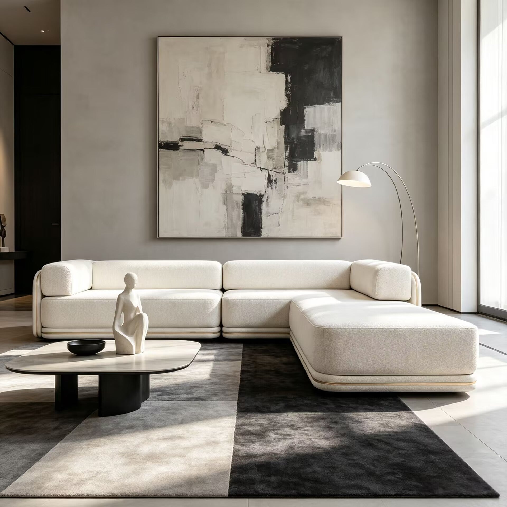Denis Luxurious Designer Solid Wood Minimalist Fabric Sectional Sofa