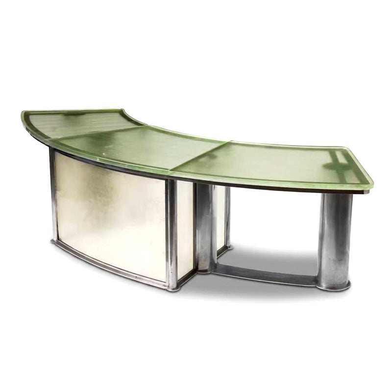 Modern High-End Stainless Steel Creativity Curve Glass Desk