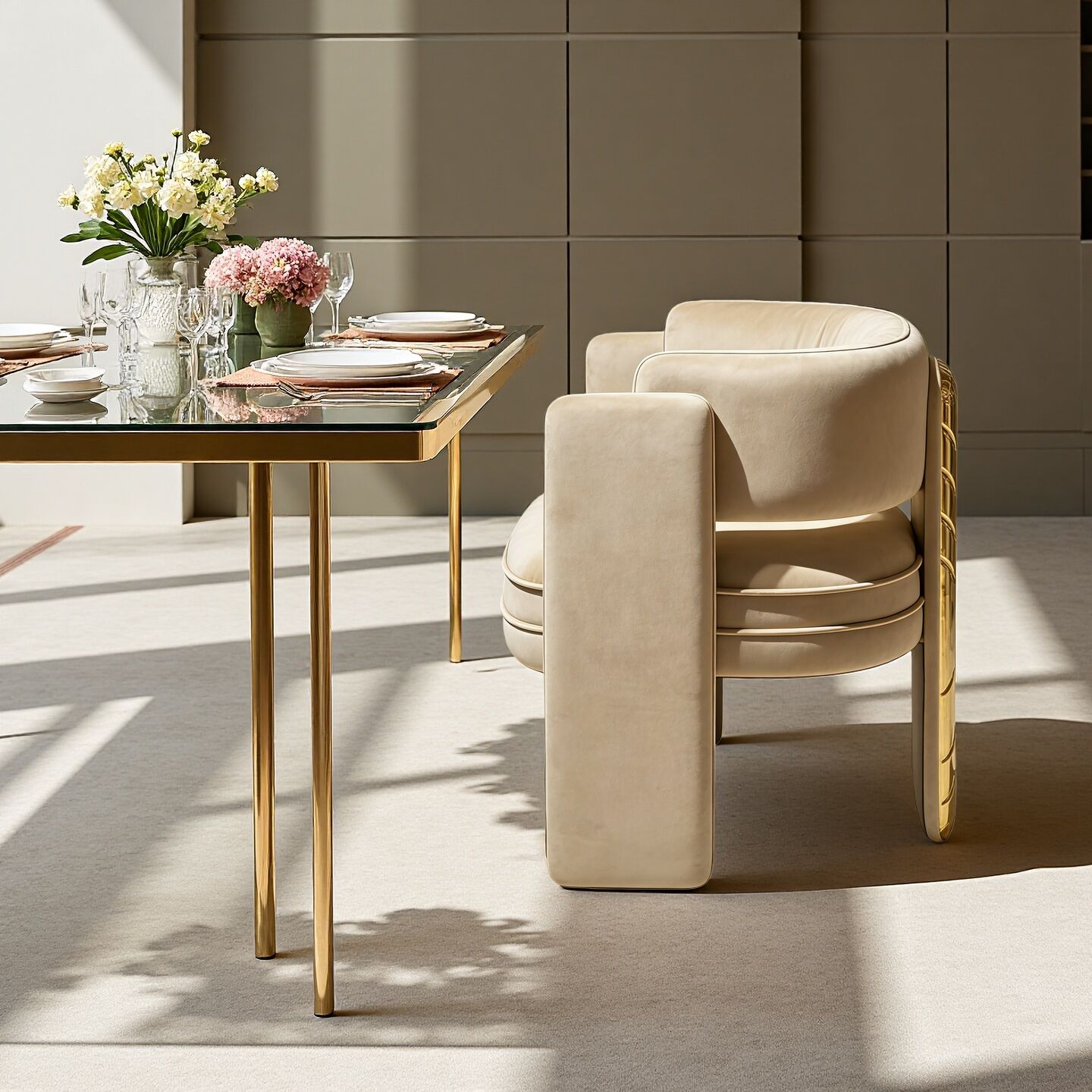 Modern Luxury High End Unique Creative Custom Brass Dining Chair