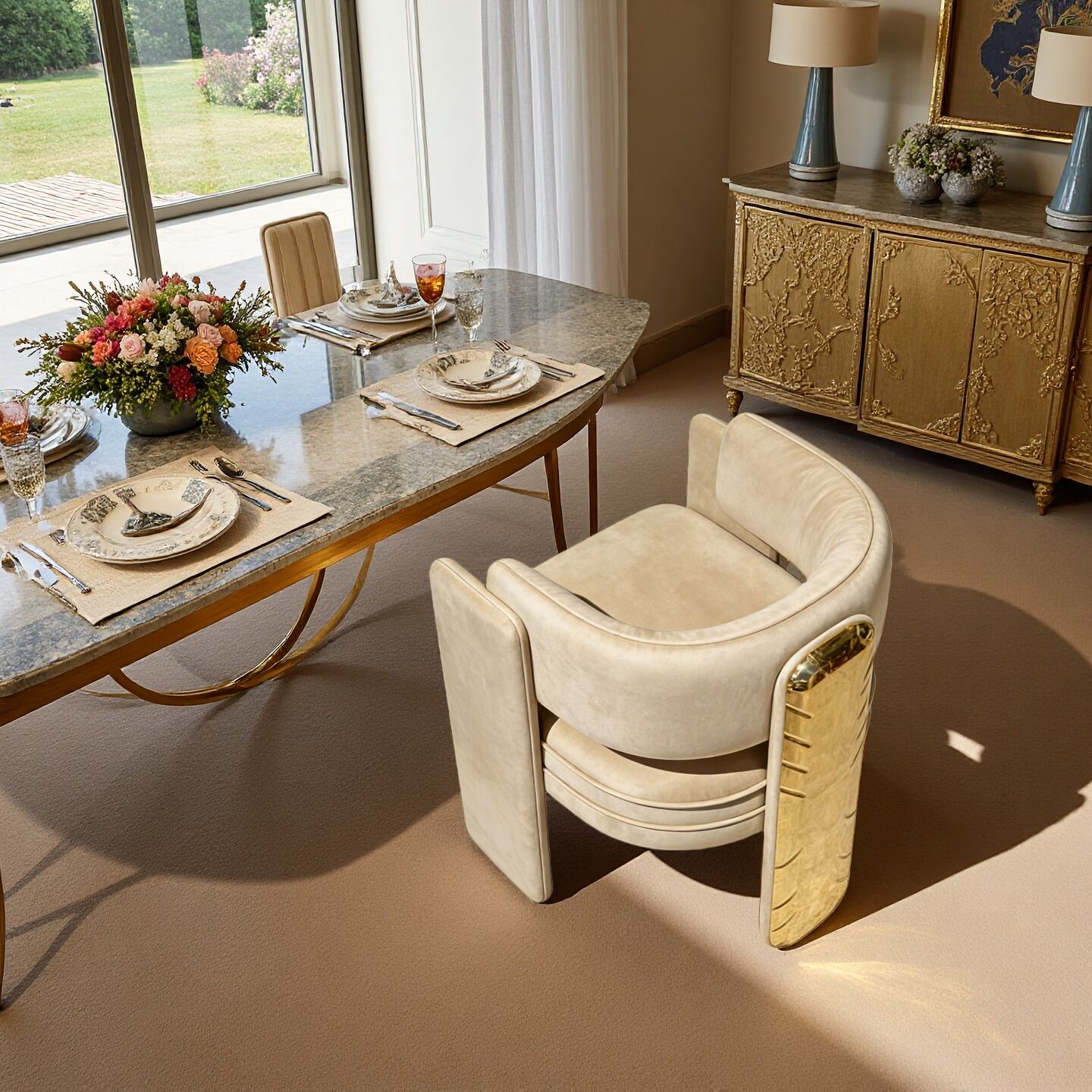 Modern Luxury High End Unique Creative Custom Brass Dining Chair