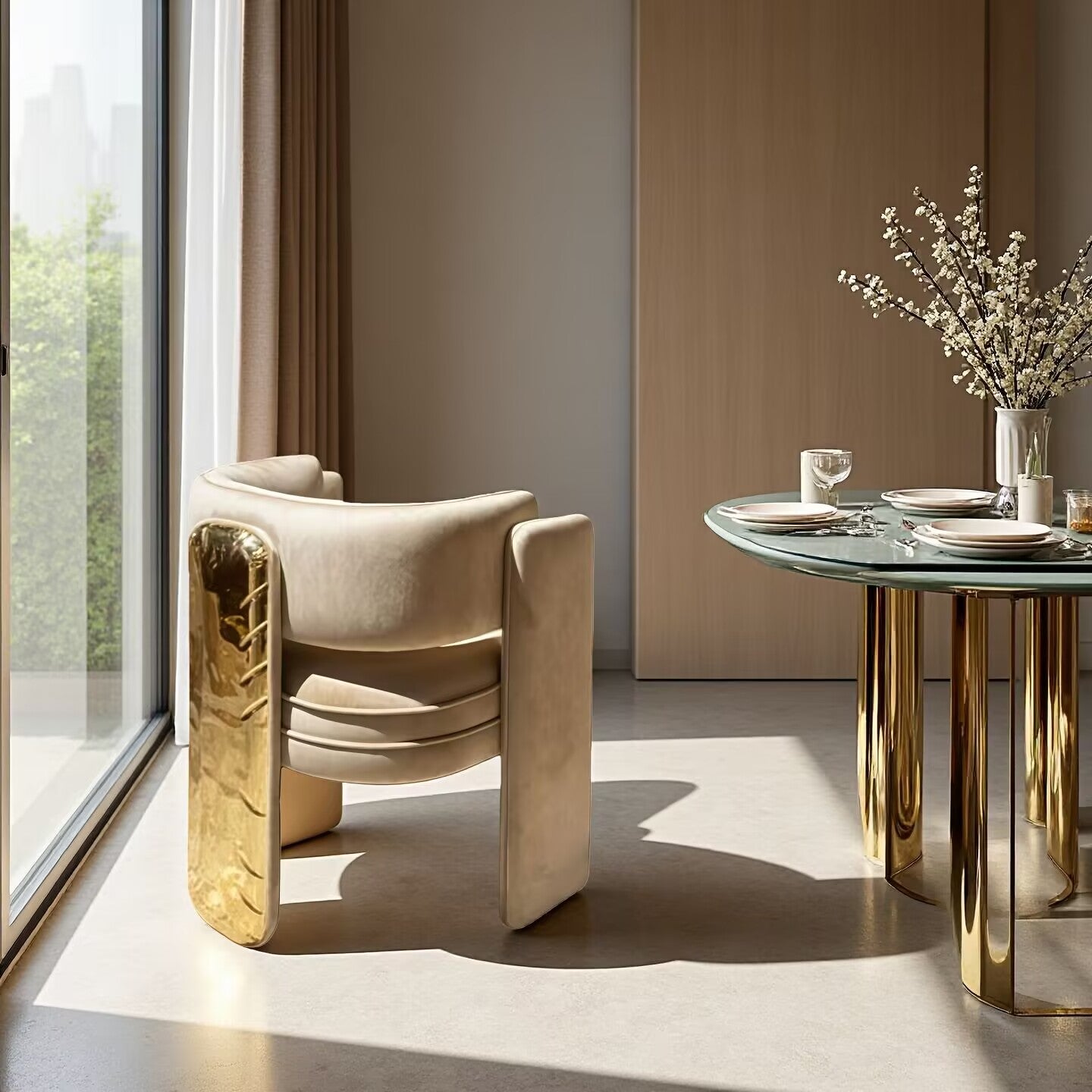 Modern Luxury High End Unique Creative Custom Brass Dining Chair