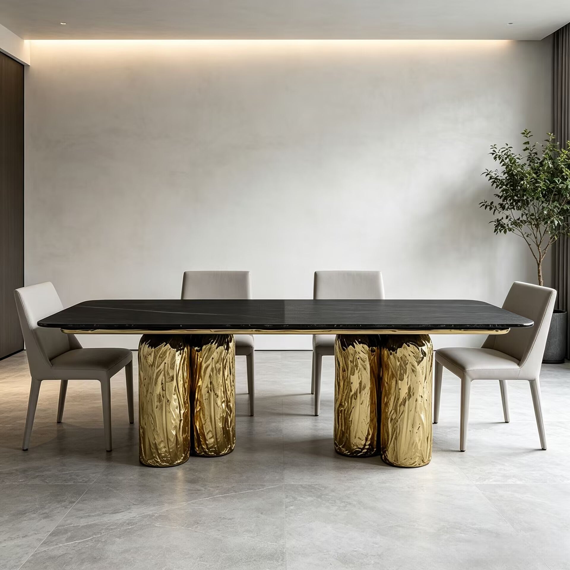 High Quality Luxurious Metal High-End Marble Rectangle Dining Table