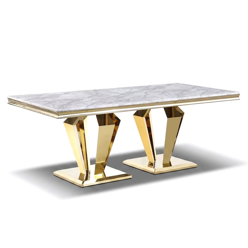 Creative Geometry Stainless Steel Upscale Marble Rectangle Dining Table