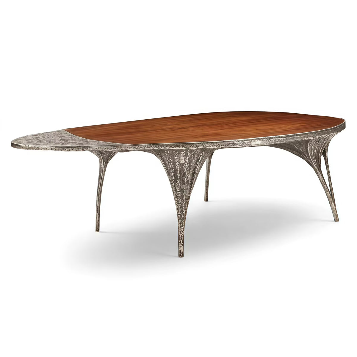 Unique Upscale Metal Creativity Irregular Solid Wood Dining Table