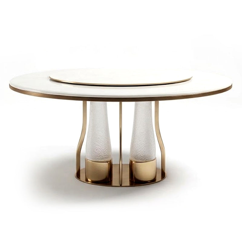 High Quality Creativity Metal Natural Marble Round Dining Table