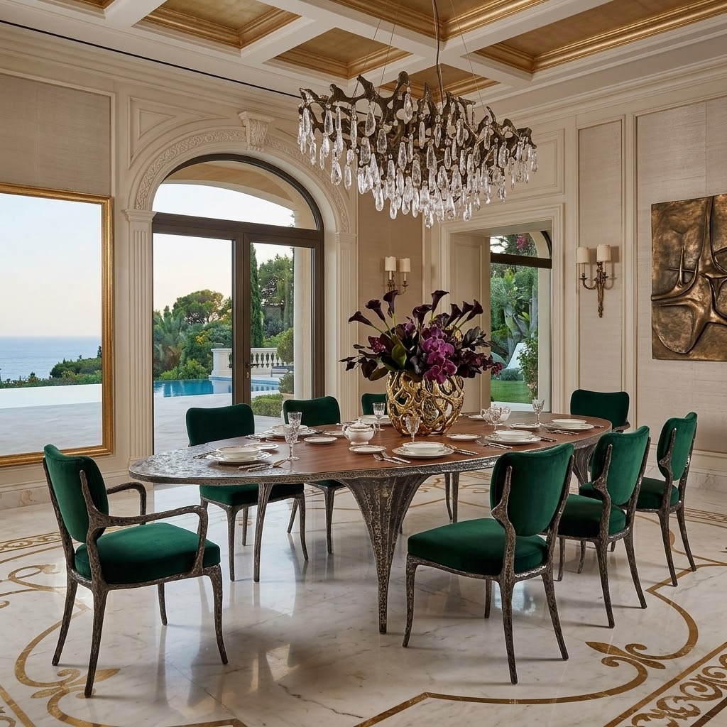 Unique Upscale Metal Creativity Irregular Solid Wood Dining Table