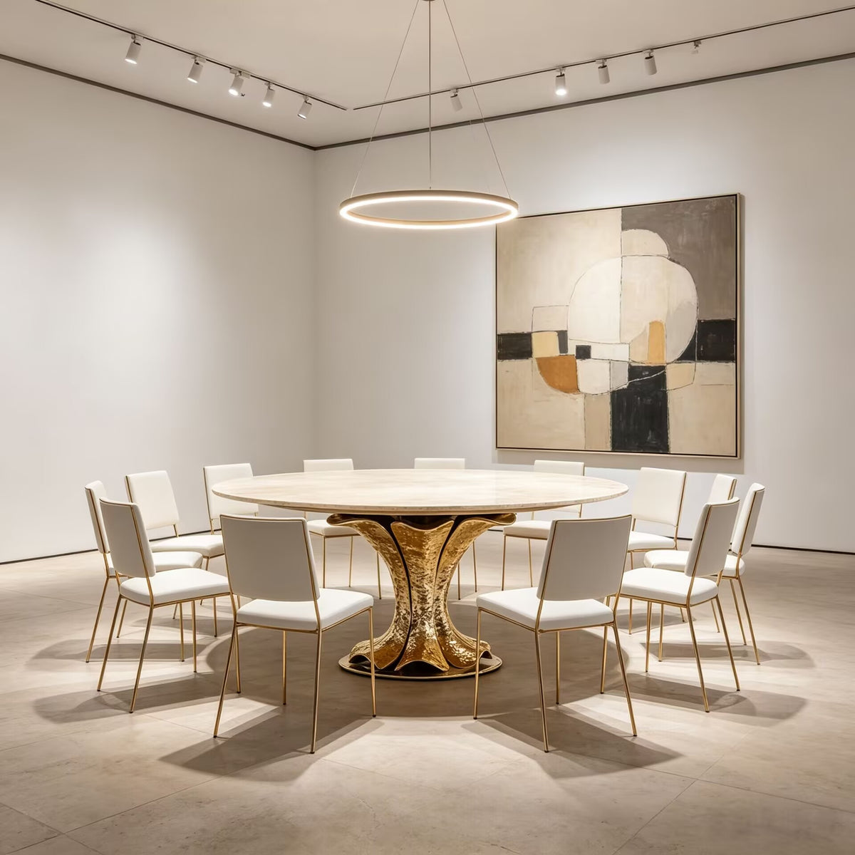 Villa Luxurious Creativity Metal High-End Marble Dining Table