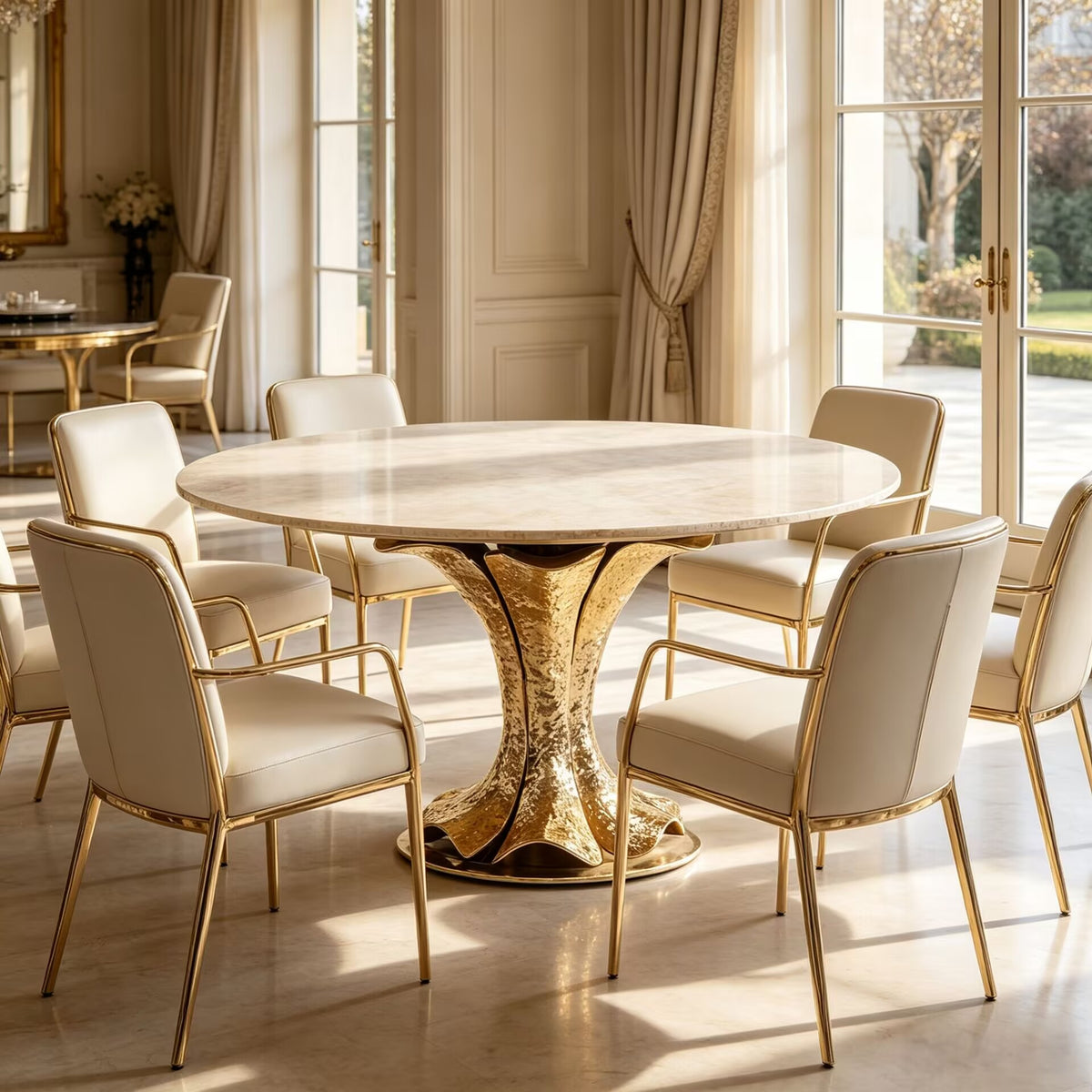Villa Luxurious Creativity Metal High-End Marble Dining Table