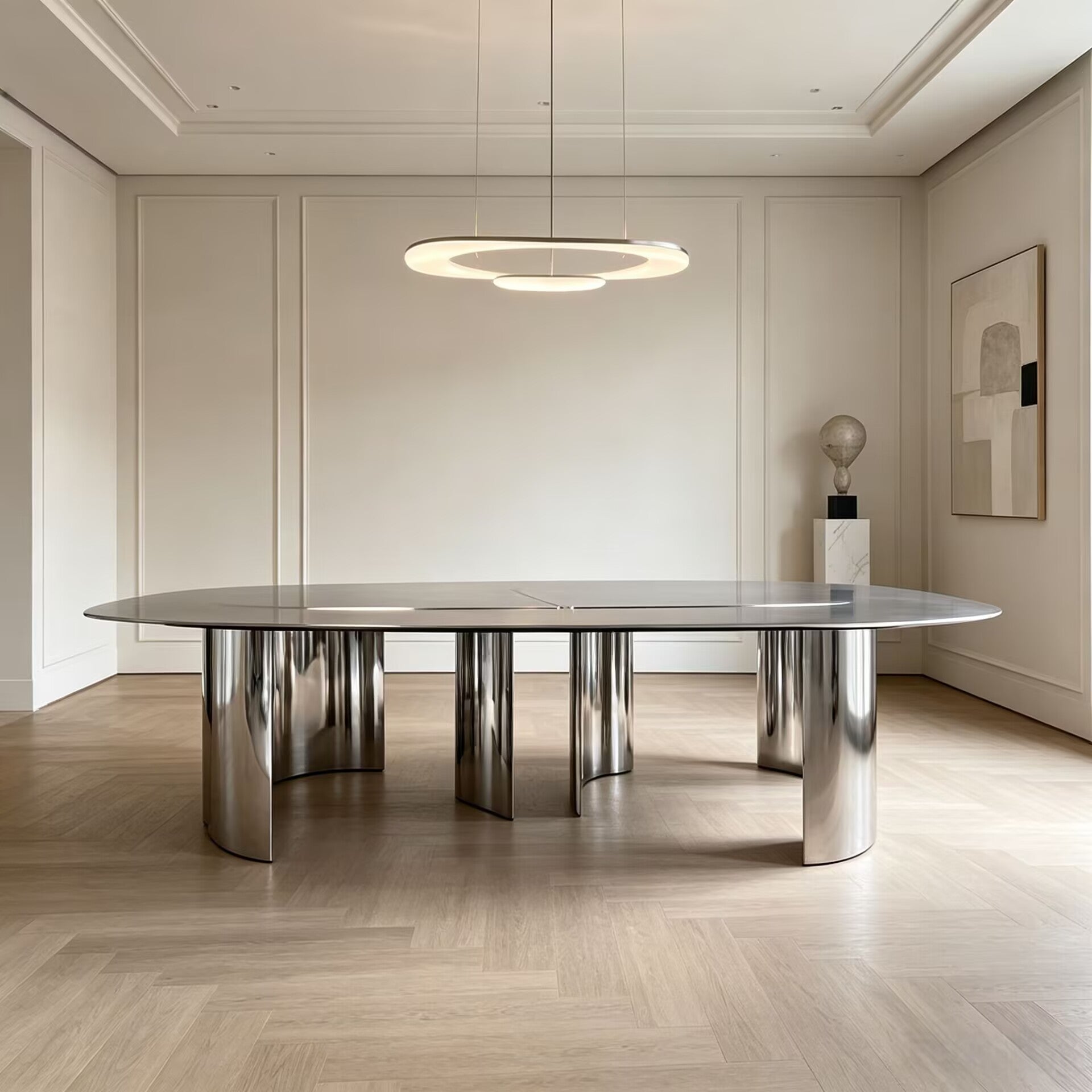 Modern High-End Irregular Minimalism Stainless Steel Dining Table