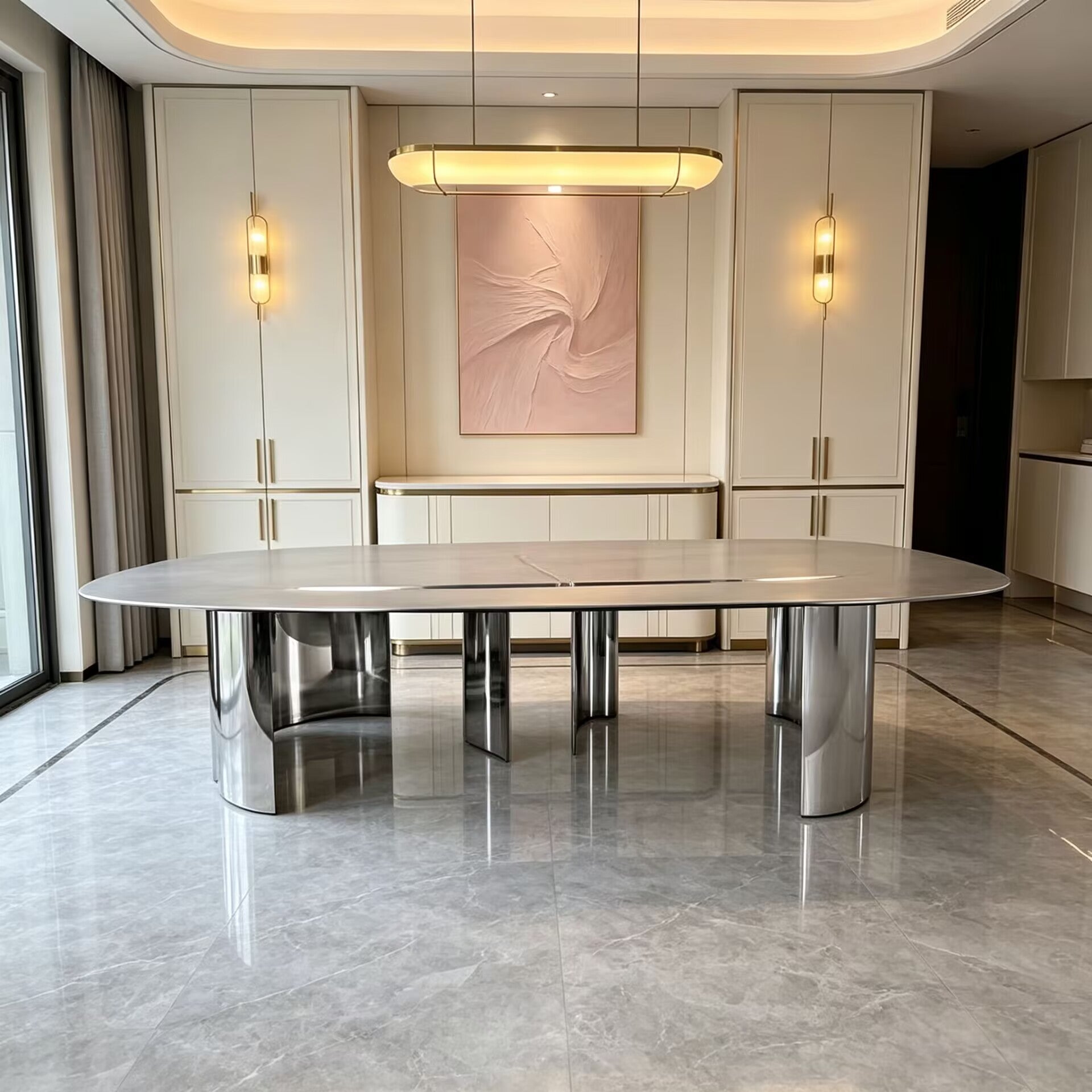 Modern High-End Irregular Minimalism Stainless Steel Dining Table
