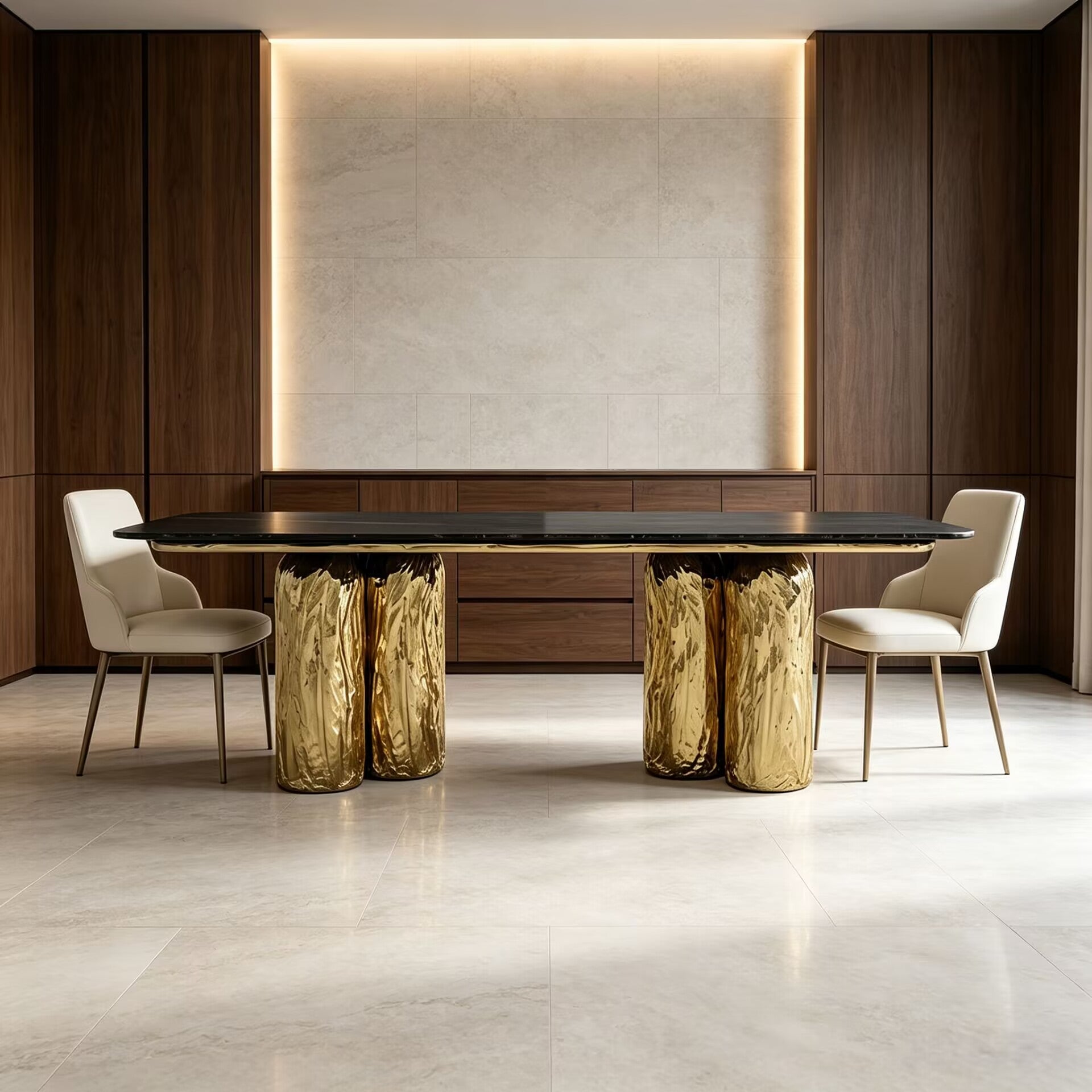 High Quality Luxurious Metal High-End Marble Rectangle Dining Table