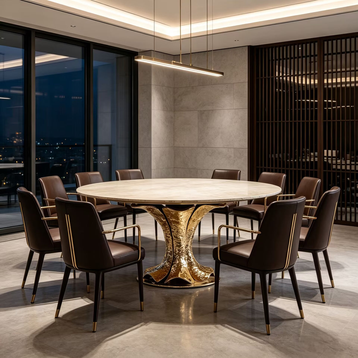 Villa Luxurious Creativity Metal High-End Marble Dining Table