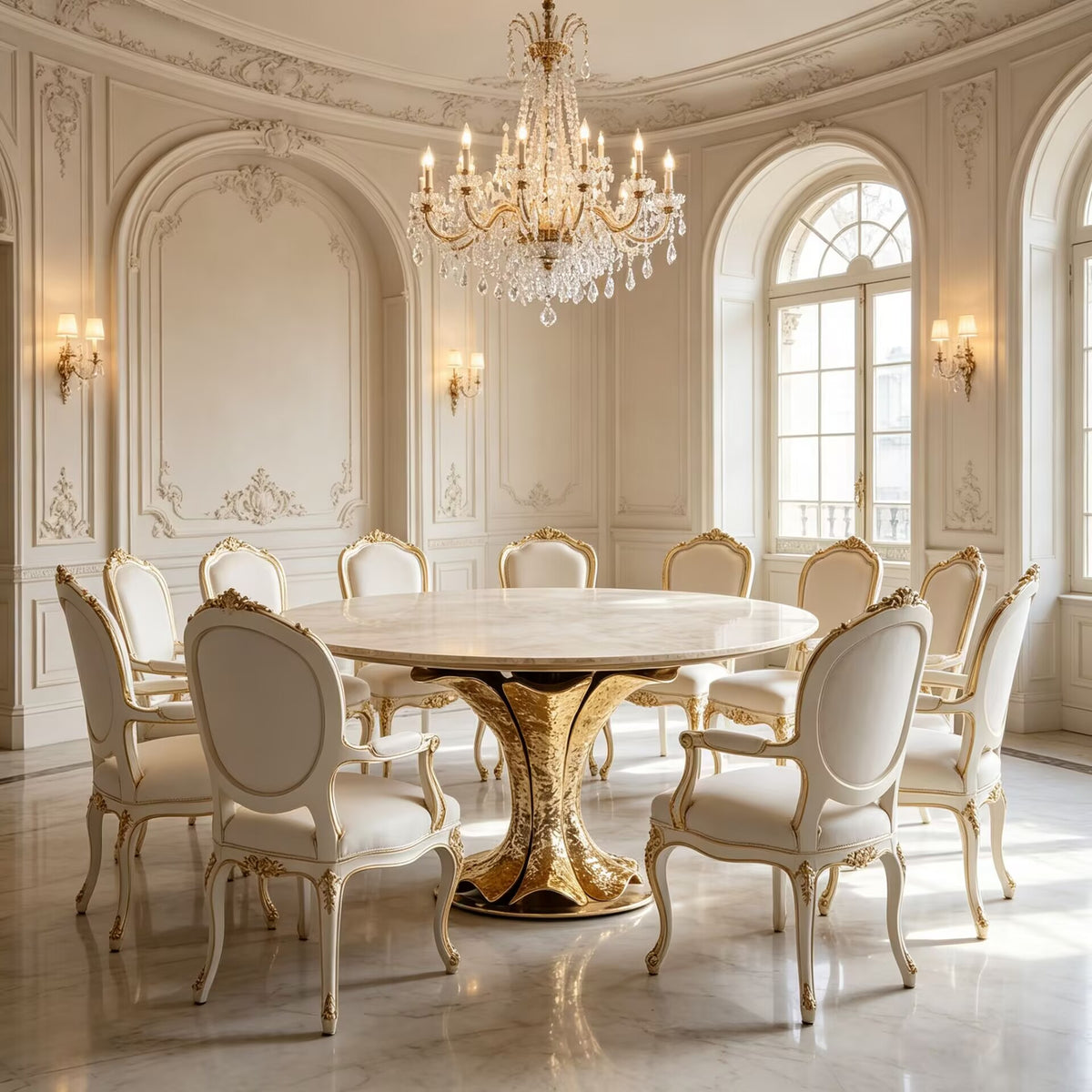Villa Luxurious Creativity Metal High-End Marble Dining Table