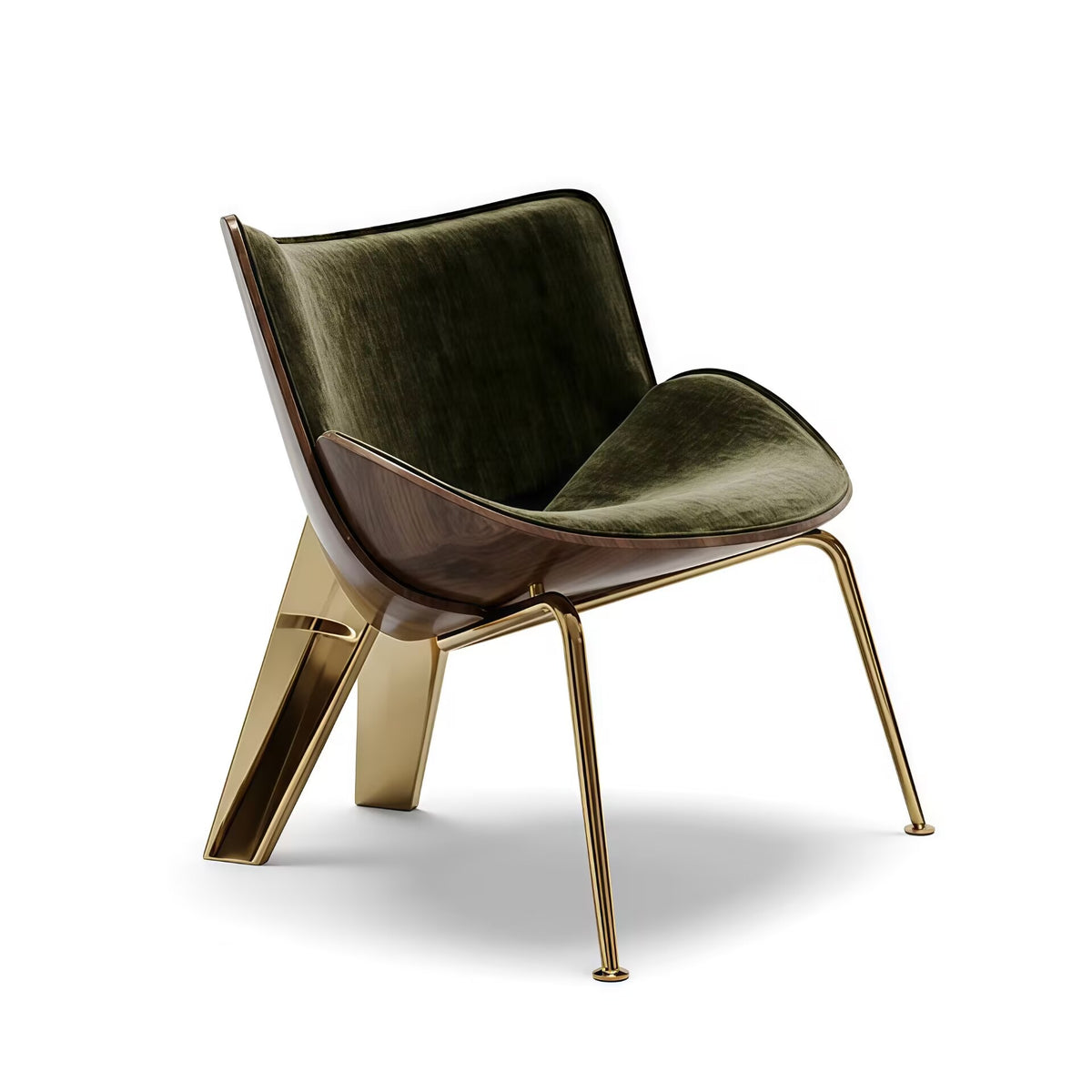 Do-Maru Luxury Stainless Steel Creativity Olive Green Fabric Armchair