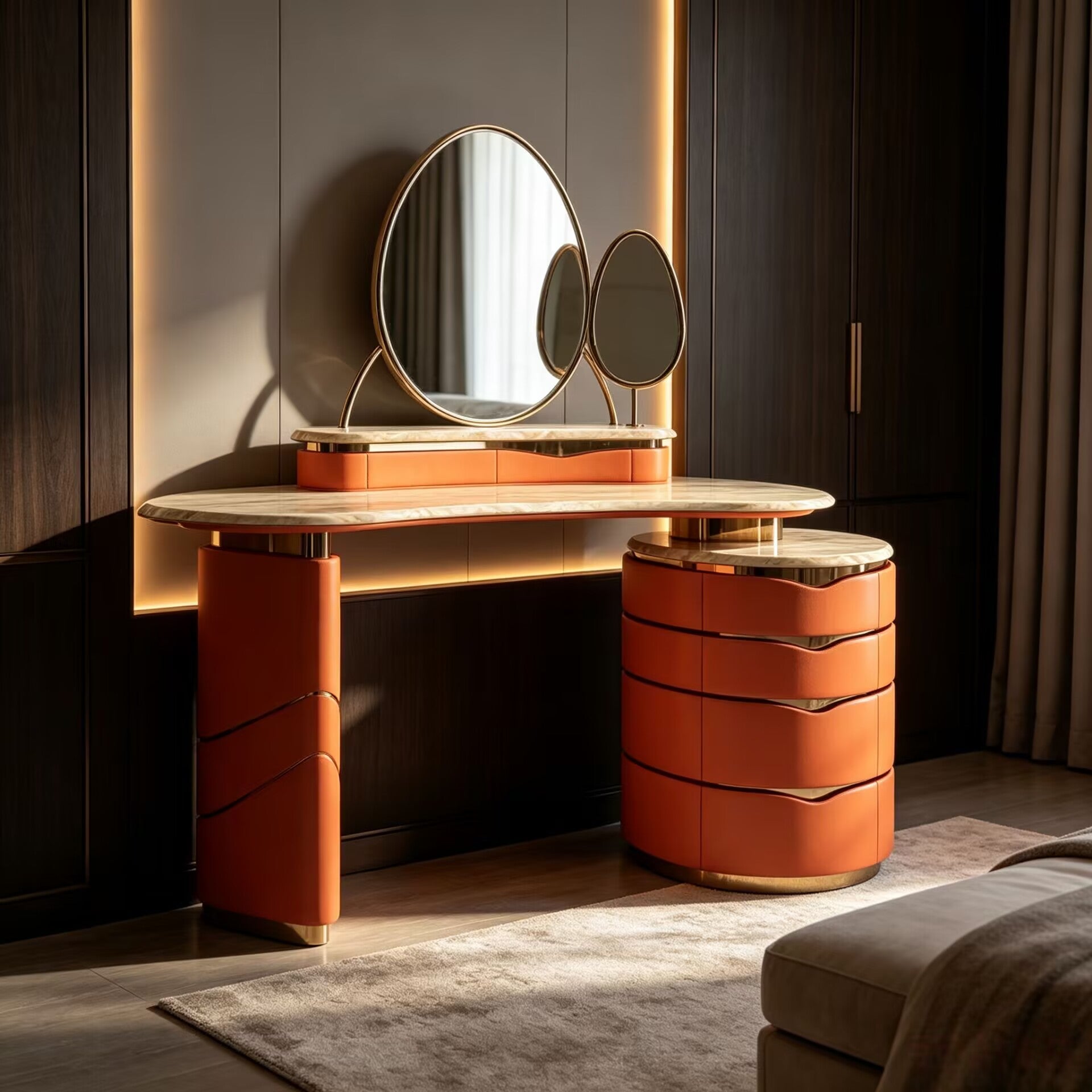 Donna Villa Bedroom Creativity Artistic Metal Marble Dressing Table