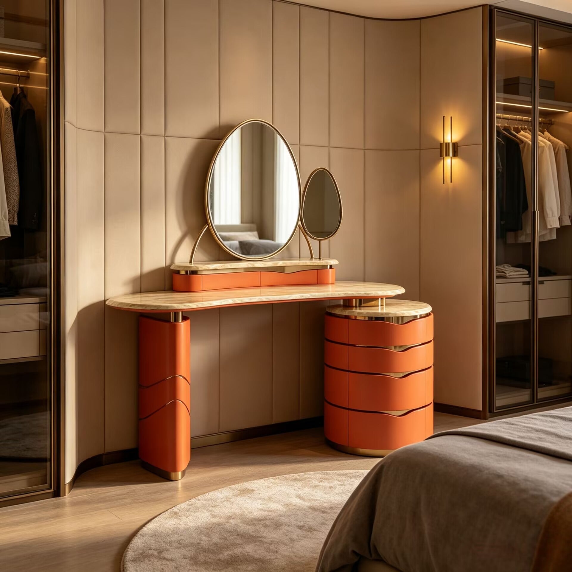 Donna Villa Bedroom Creativity Artistic Metal Marble Dressing Table