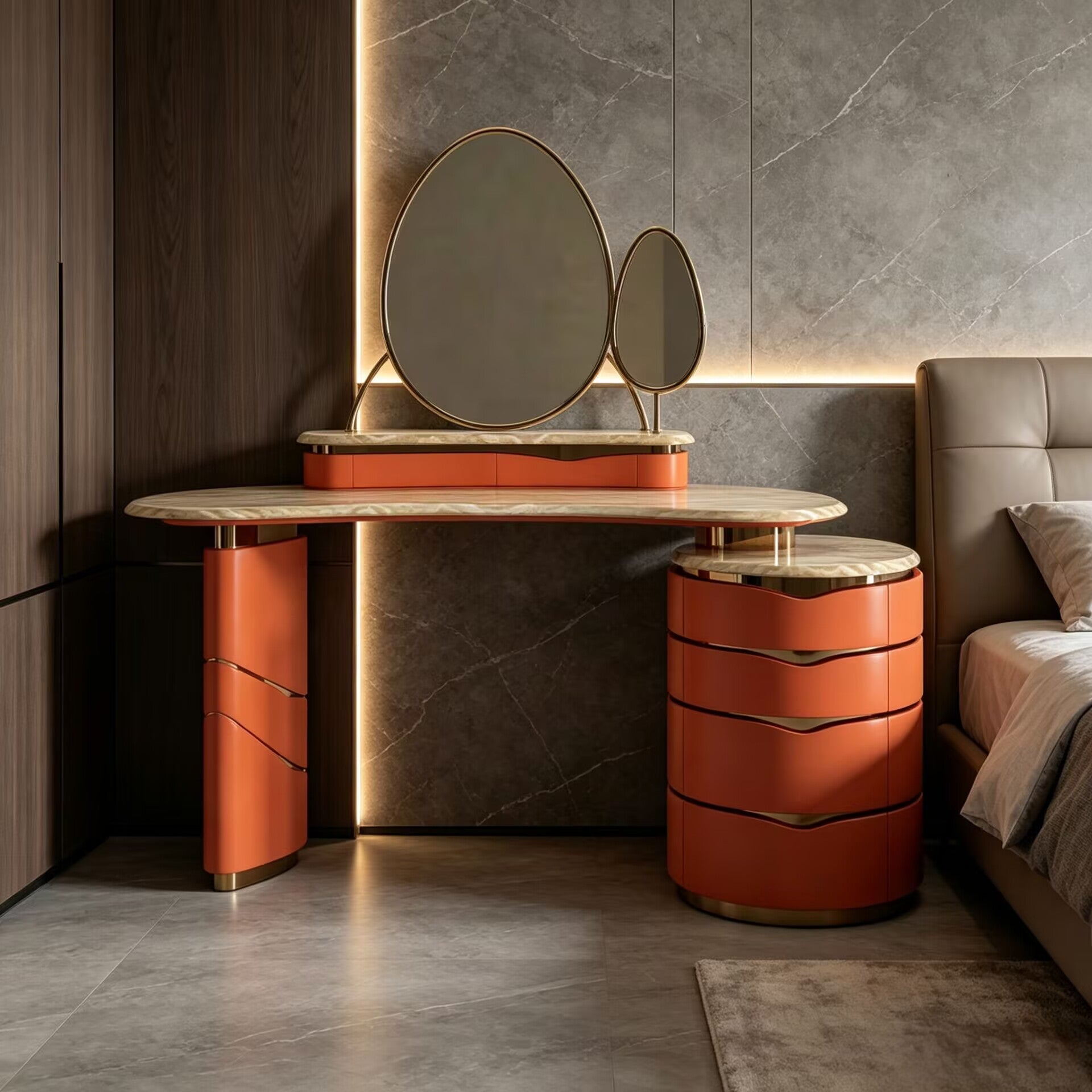Donna Villa Bedroom Creativity Artistic Metal Marble Dressing Table