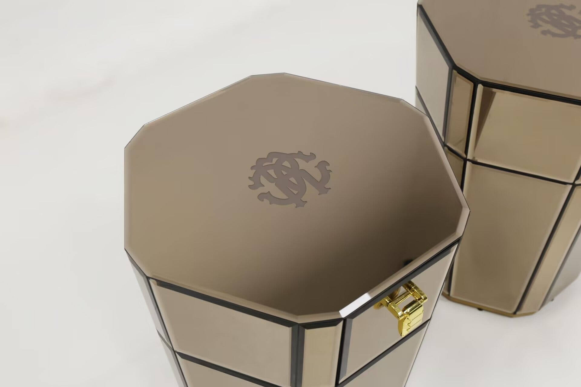 Dorian Italian Designer Unique Stainless Steel Mirrored Bedside Table